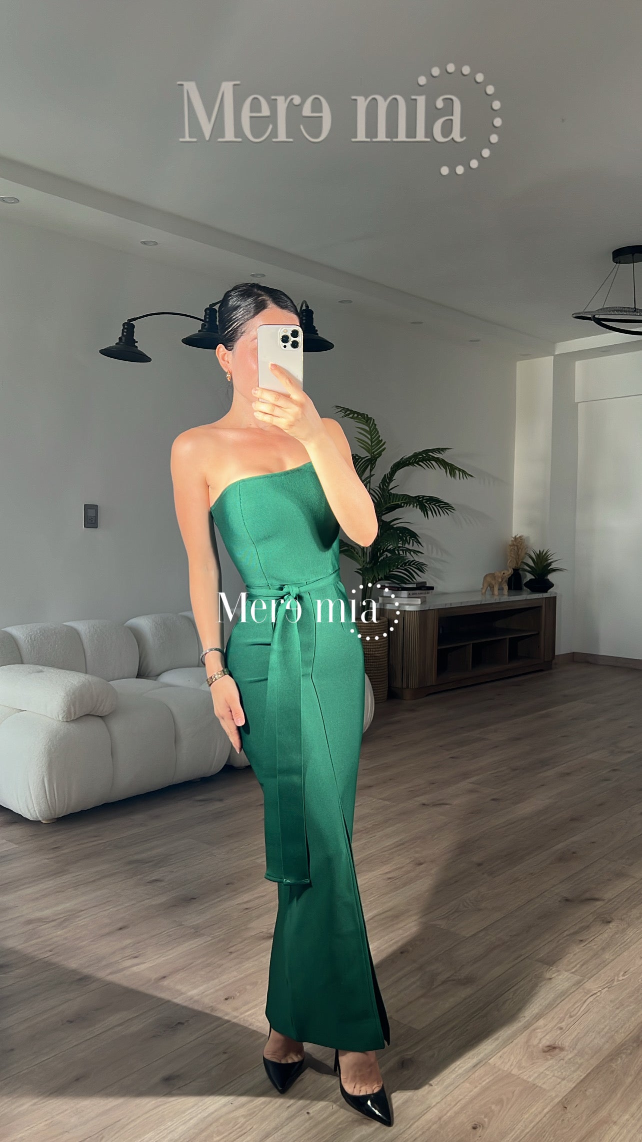 Vestido verde strapples