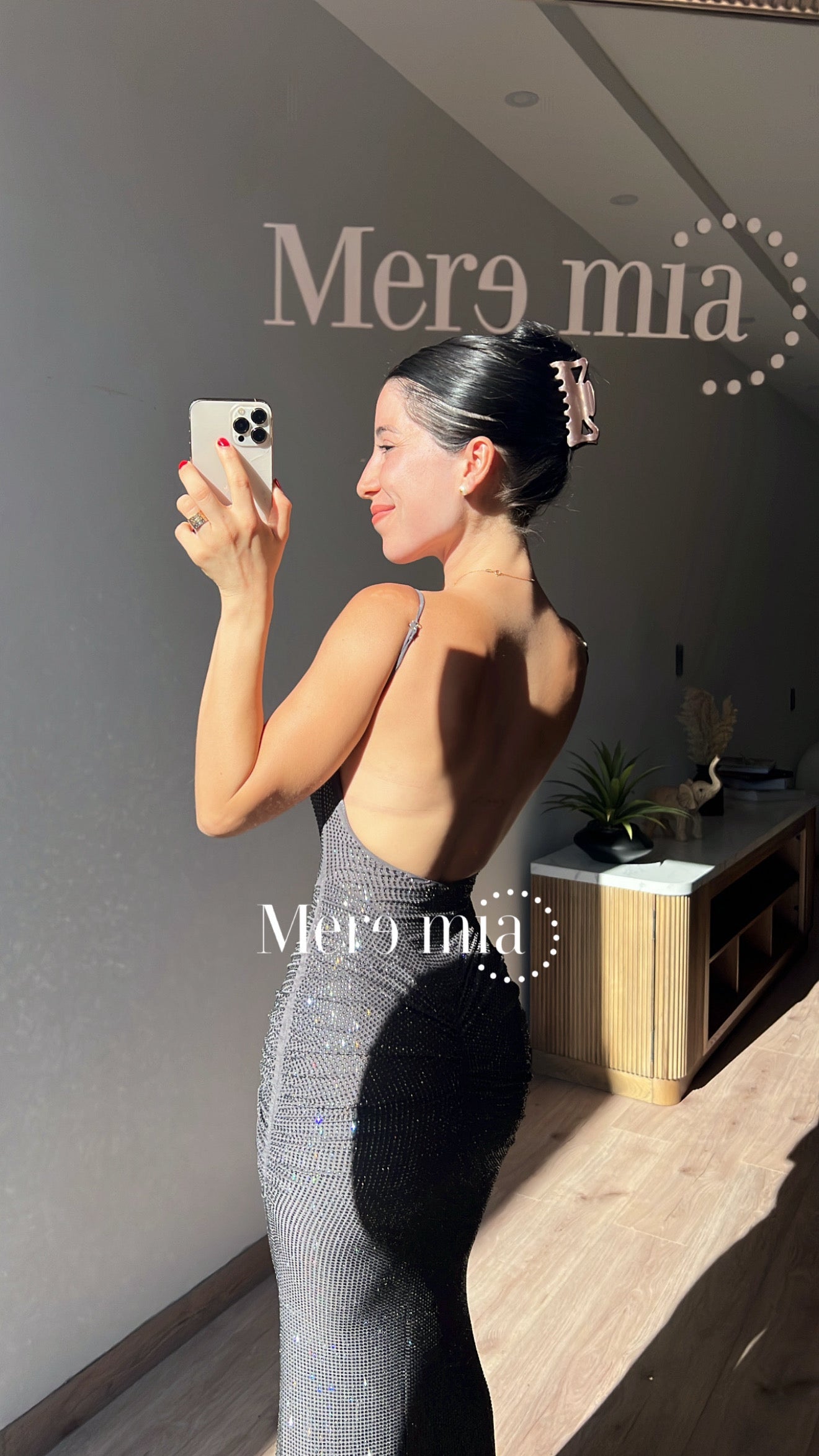 Vestido gris puntos nudo