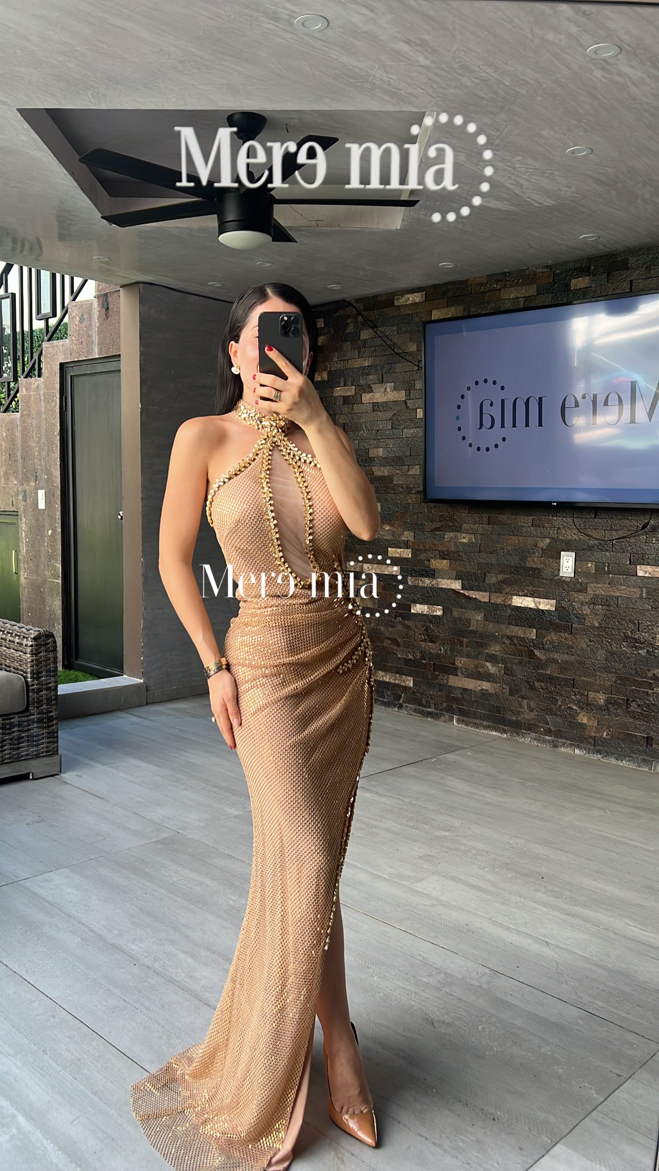 Vestido cobre torn cuello