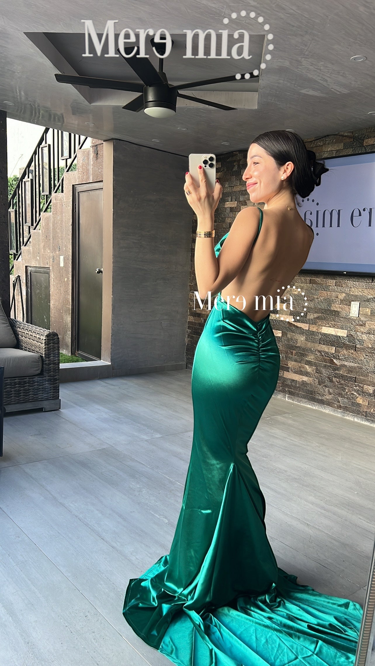 Vestido verde sat espalda