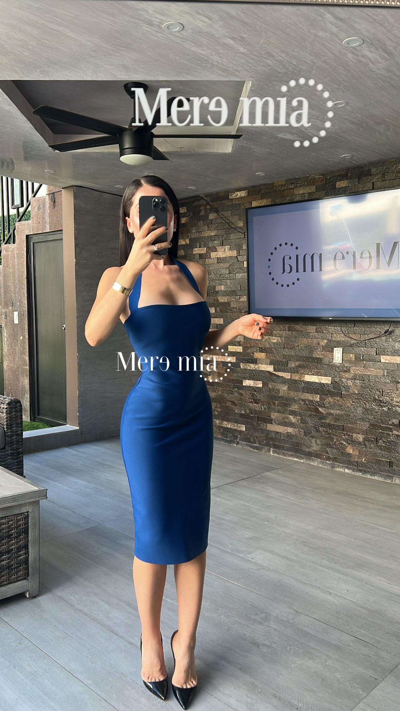 Vestido azul marino halter