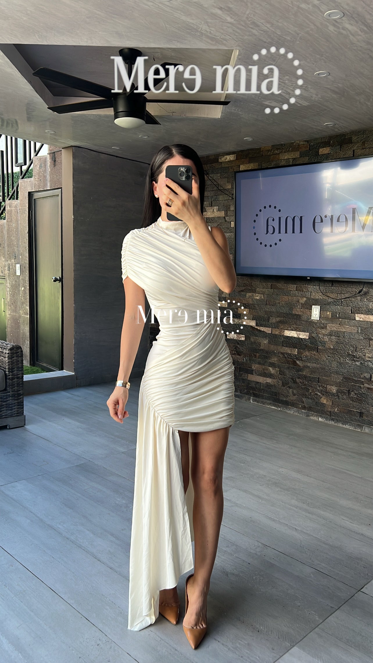 Vestido ivory cruzado