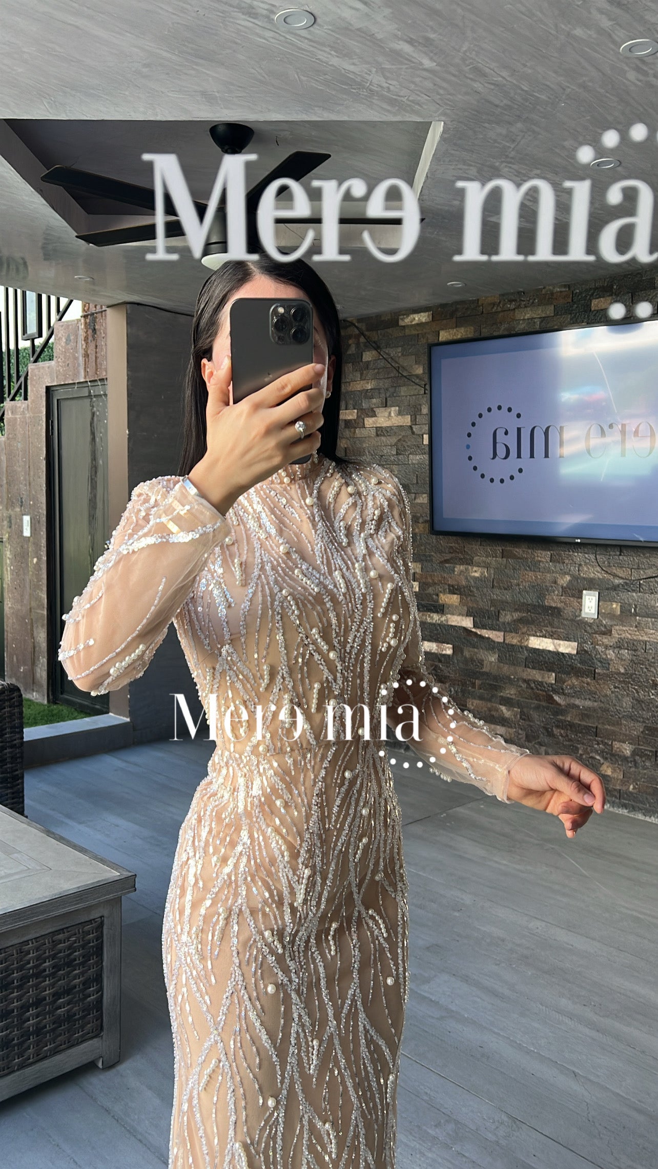 Vestido nude perlas ml