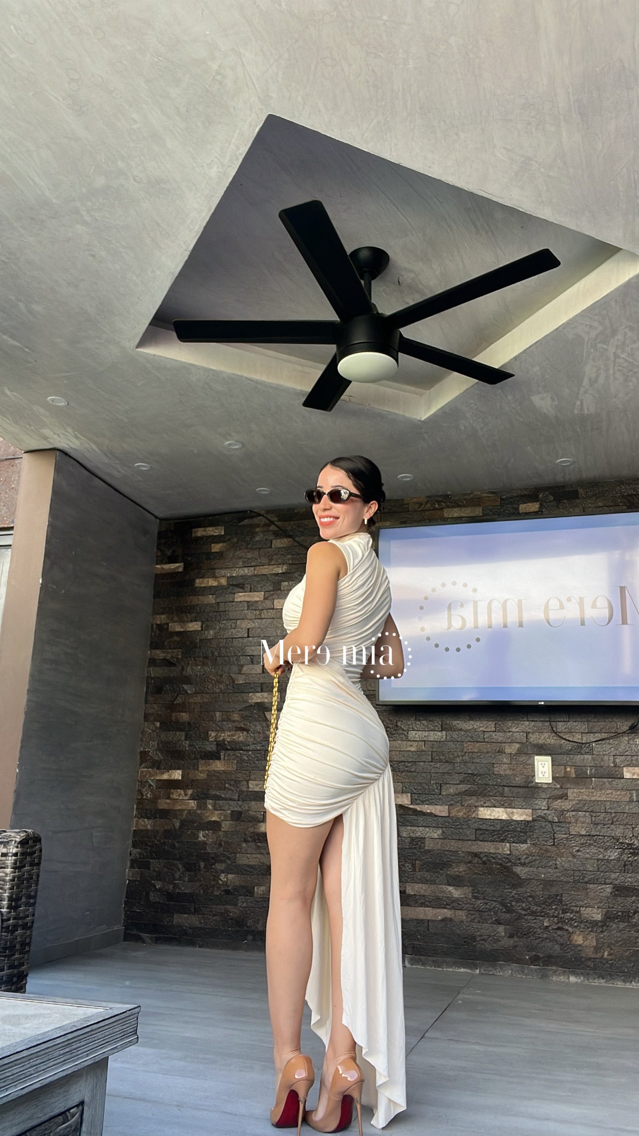 Vestido ivory cruzado