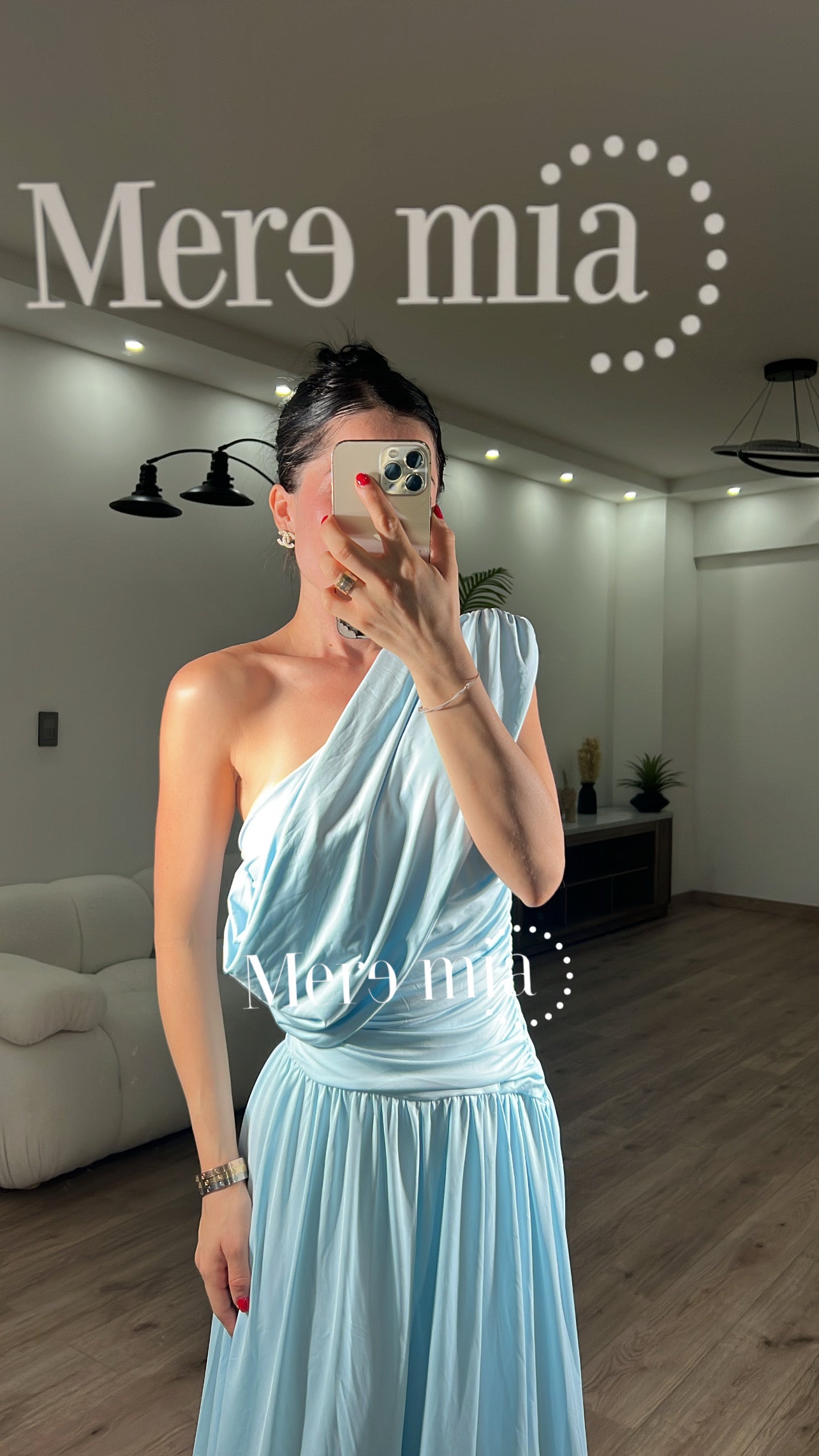 Vestido aqua plisado