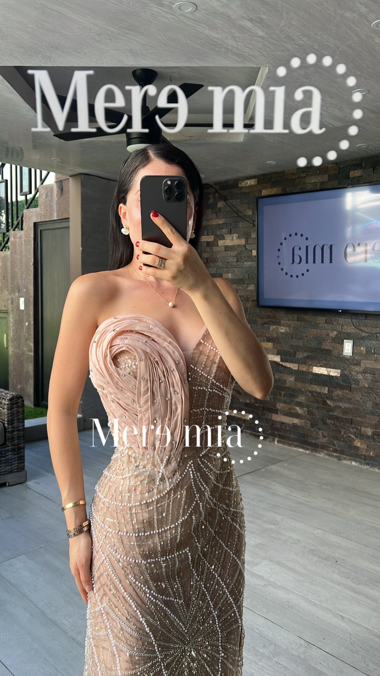 Vestido moka perlas lent