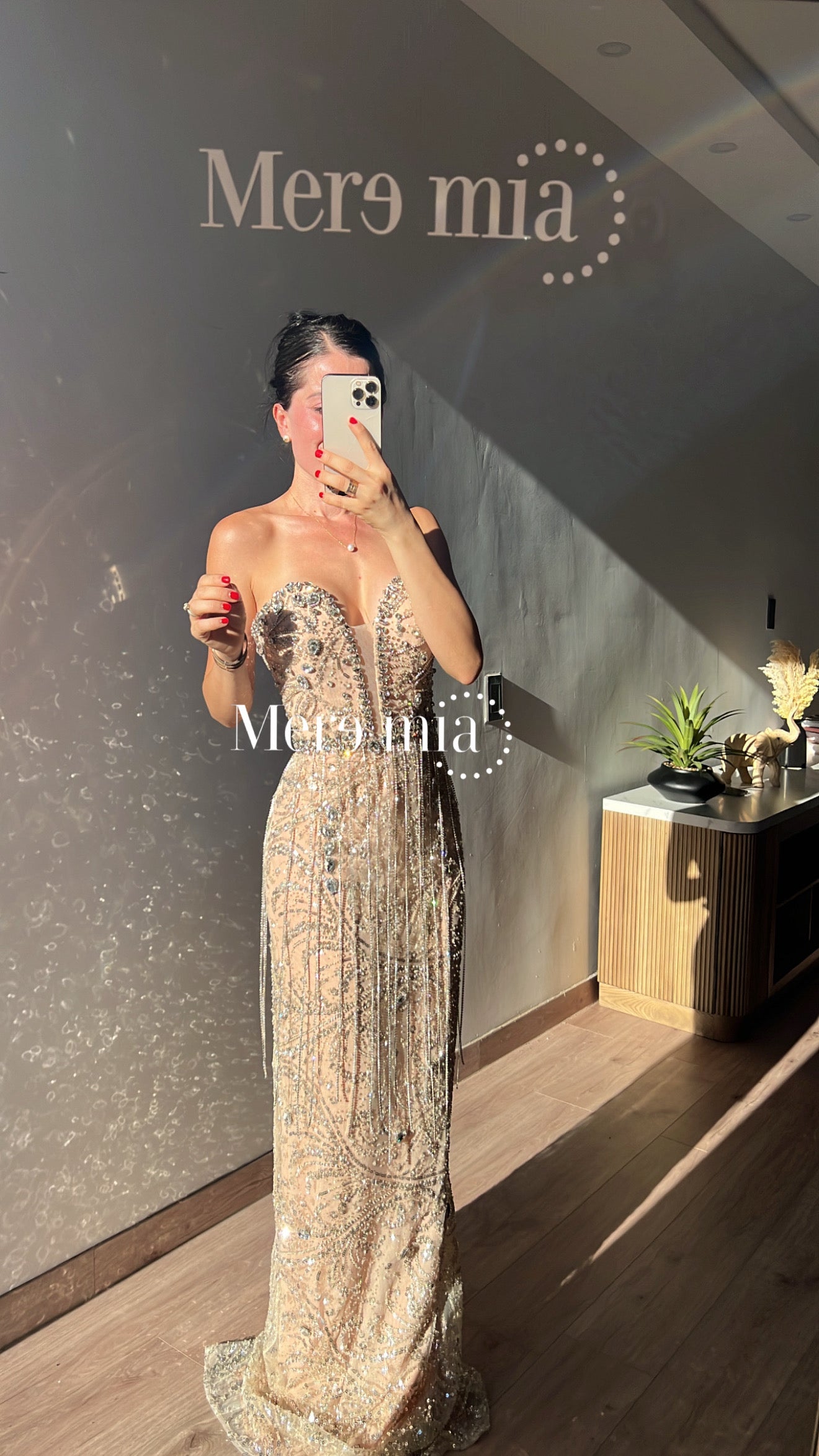 Vestido plata nude barbas