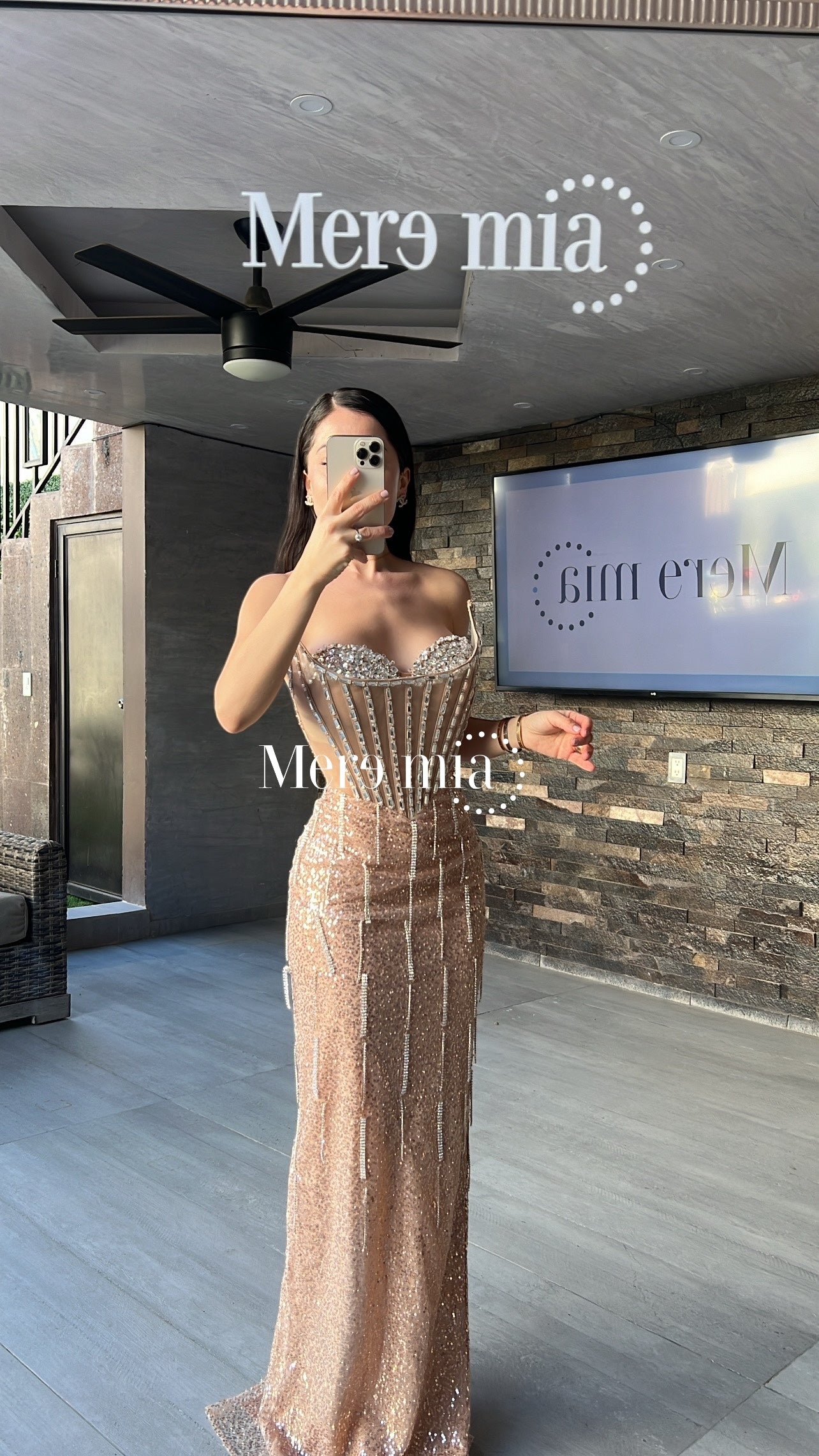 Vestido nude apl plata