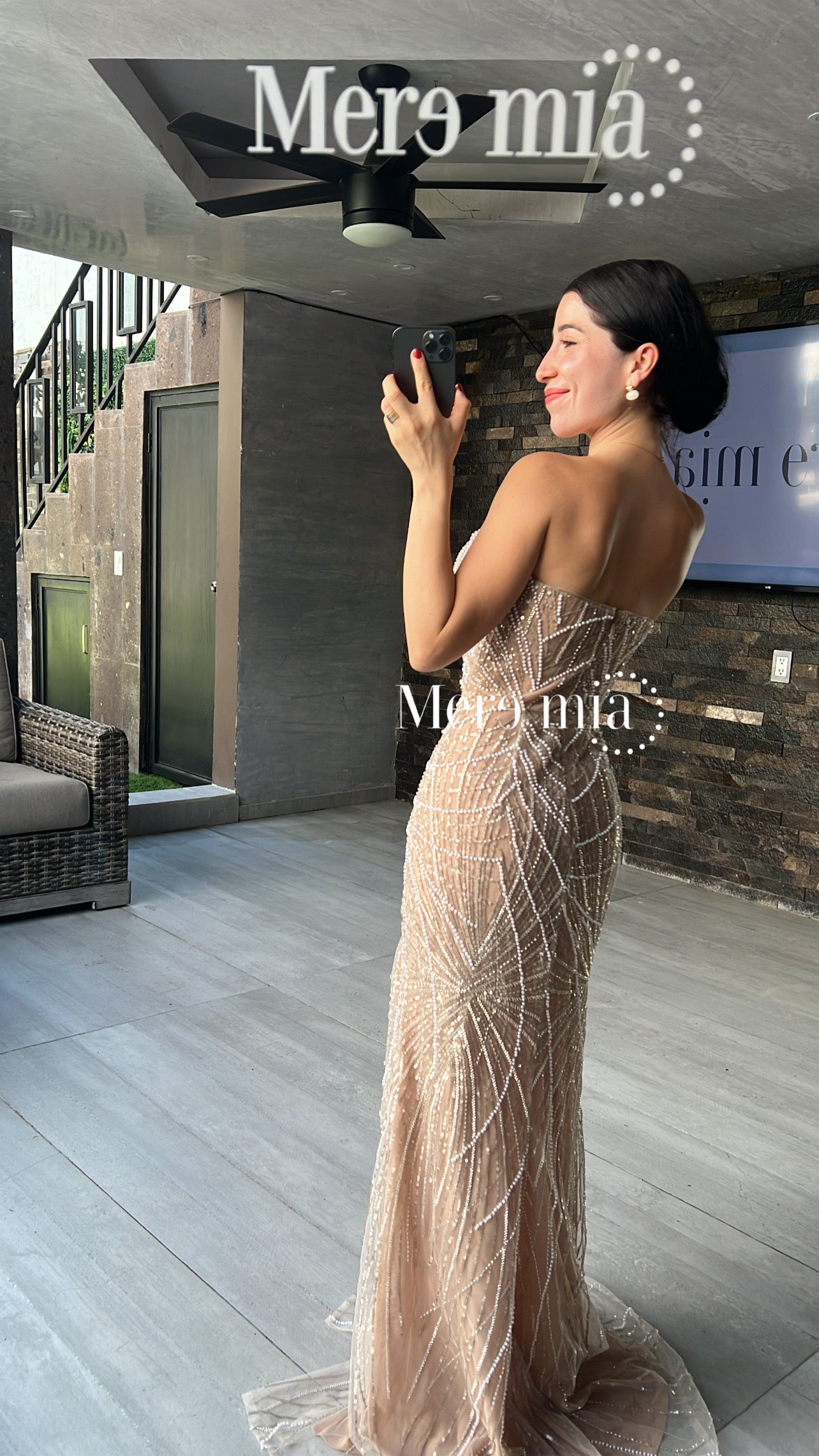 Vestido moka perlas lent