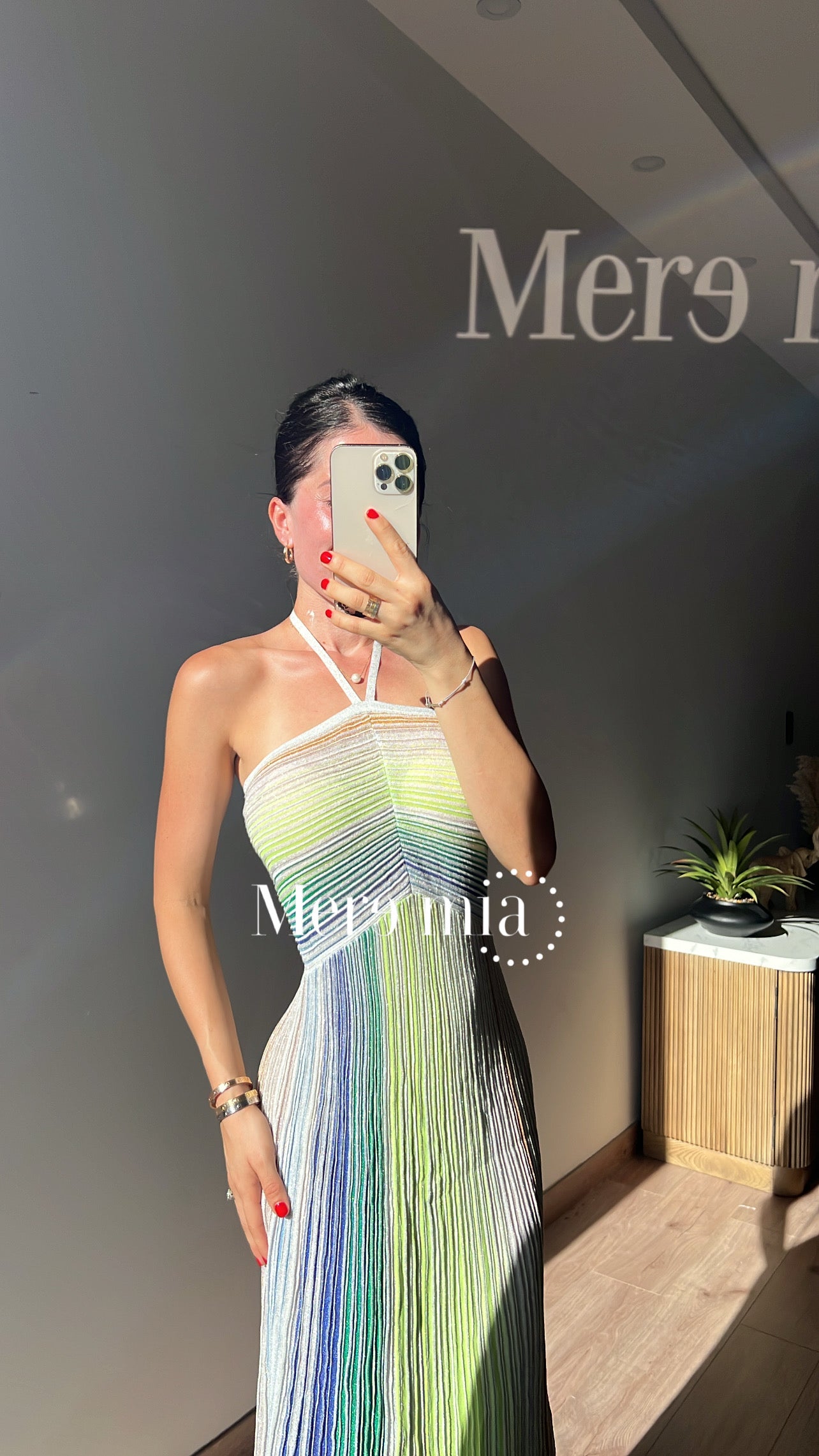 Vestido colores verde rayado