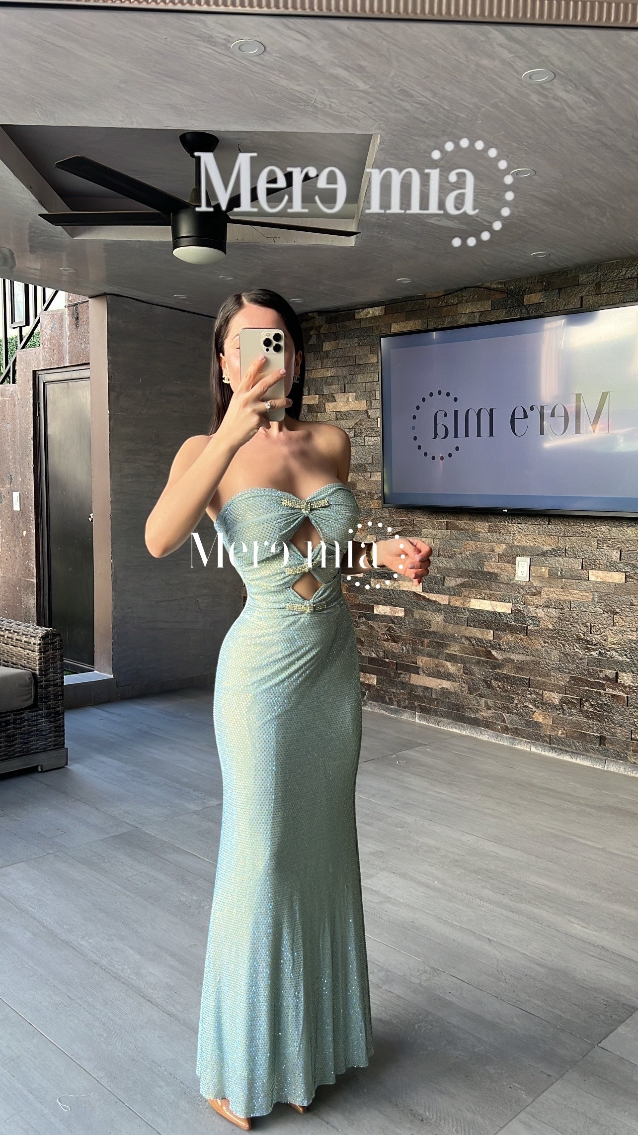Vestido aqua puntos