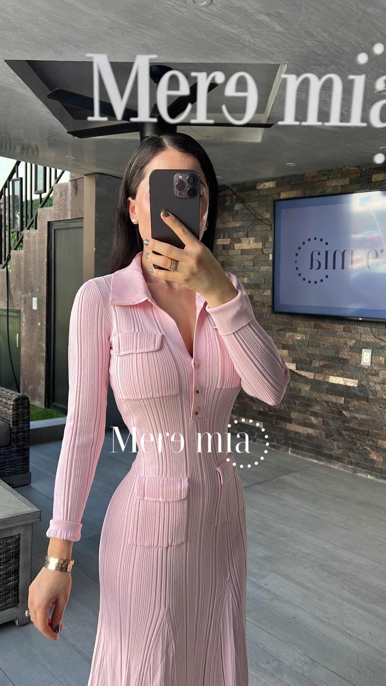 Vestido rosa cuello ml