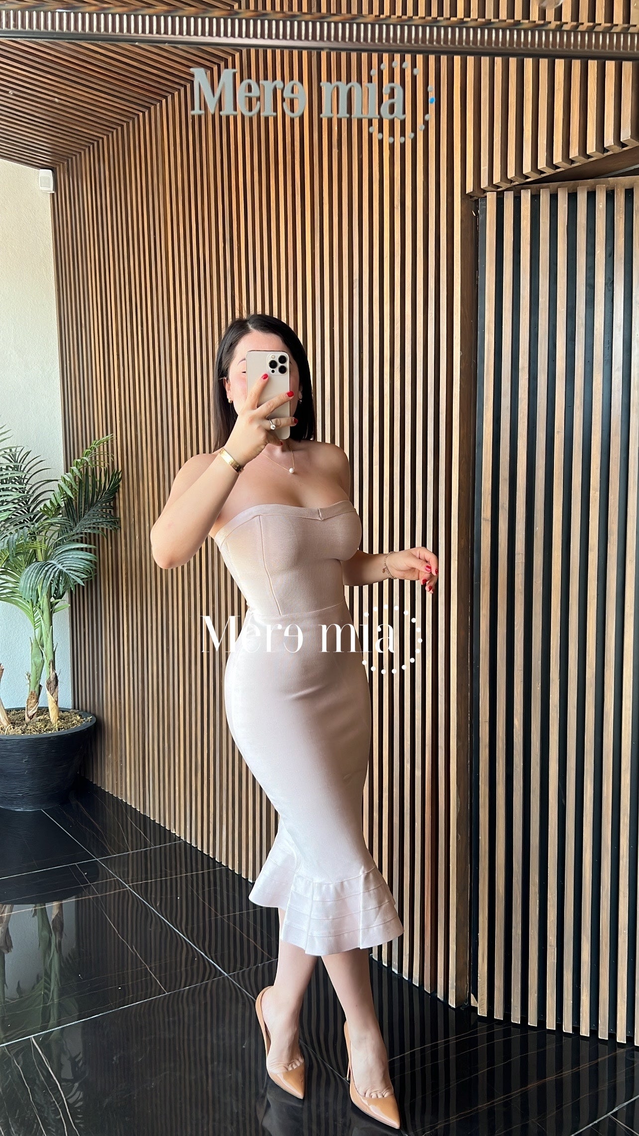 Vestido olan abajo beige
