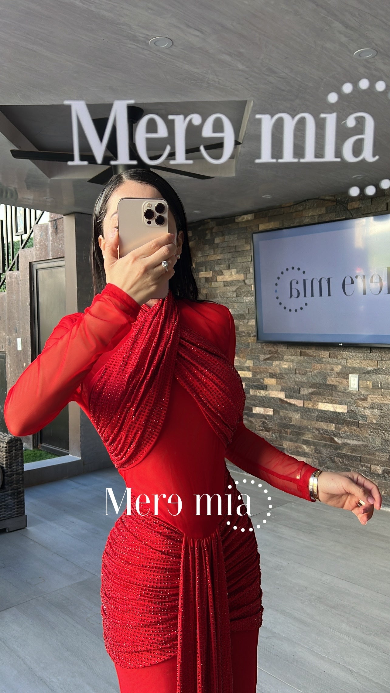 Vestido rojo puntos malla