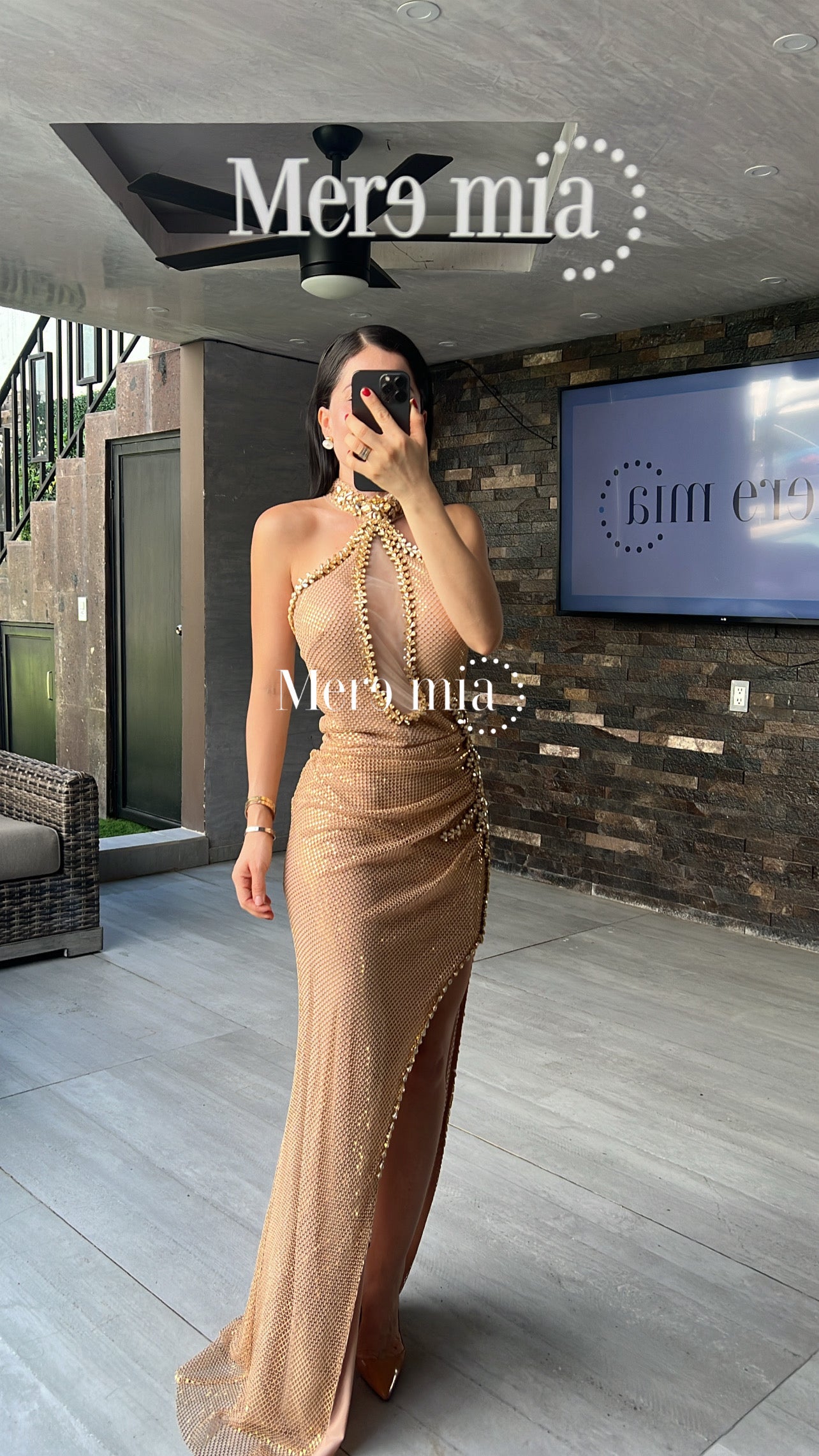 Vestido cobre torn cuello