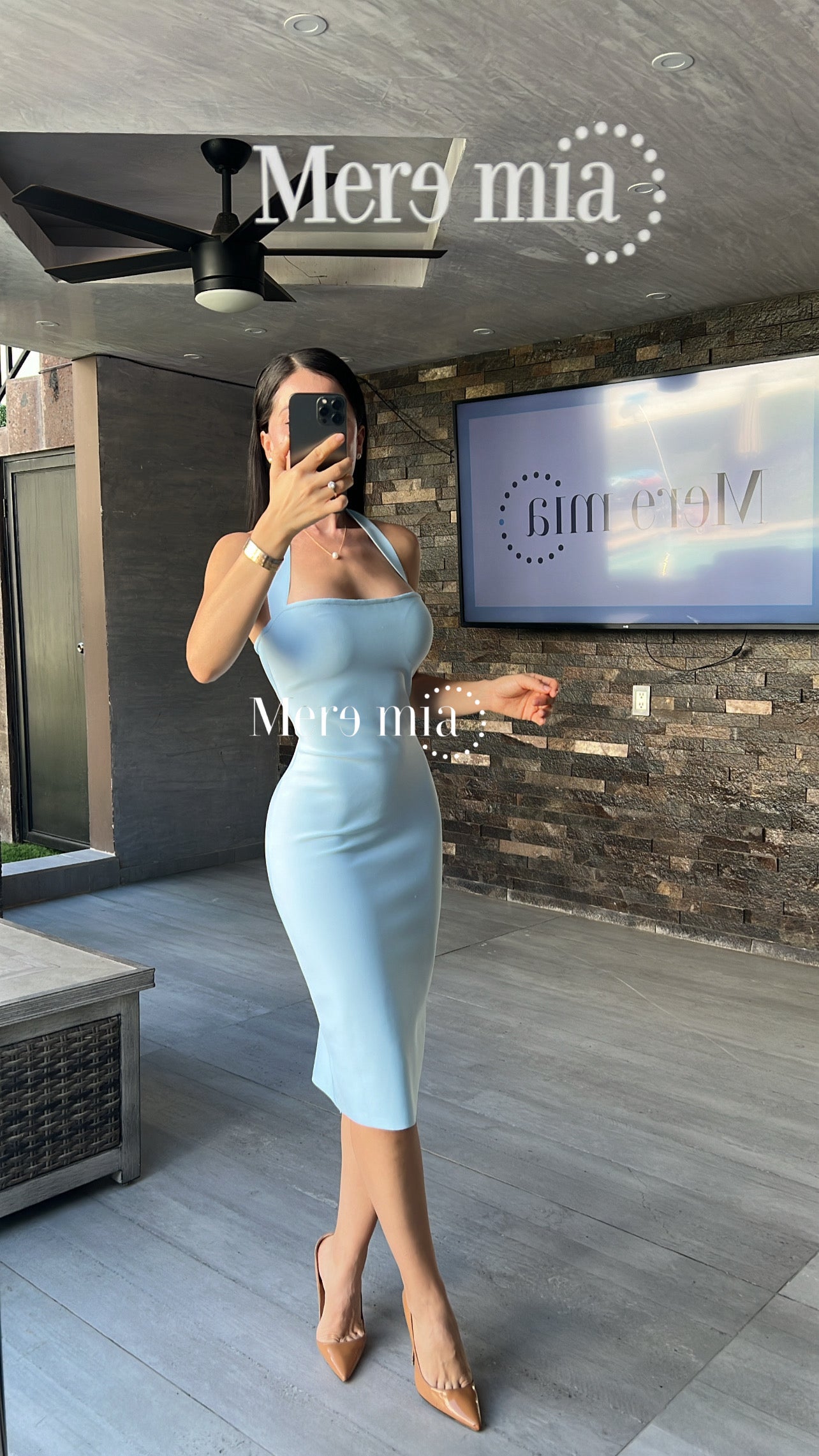 Vestido azul halter