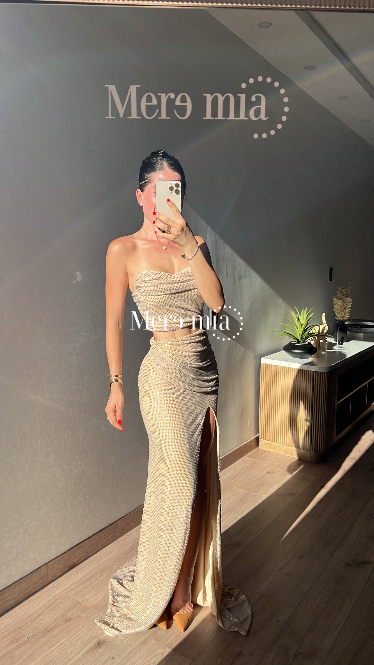 Conjunto beige puntos