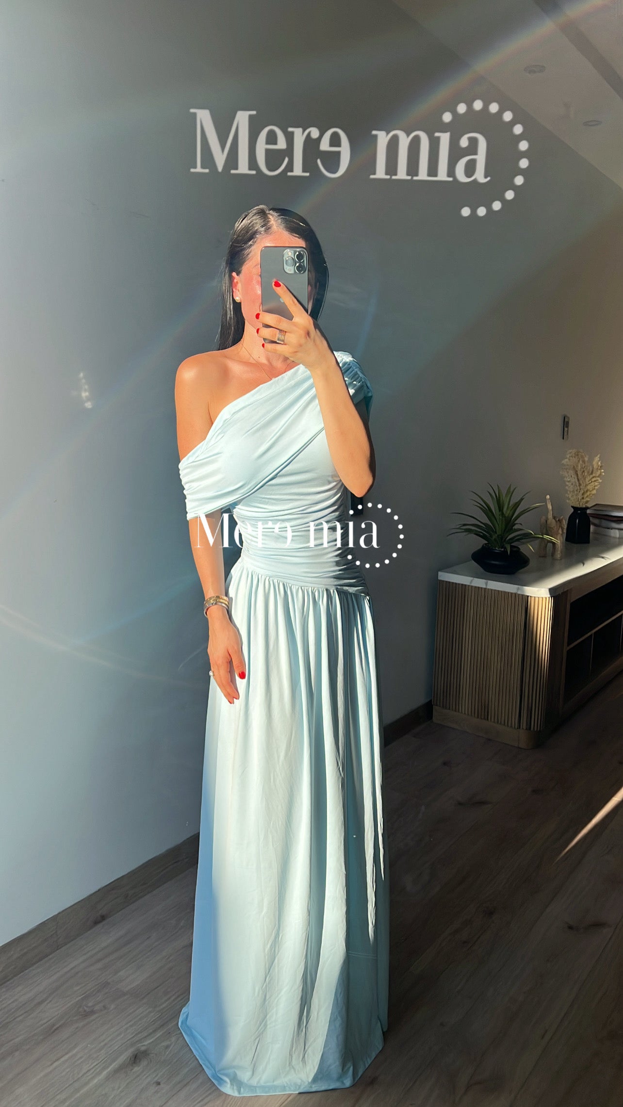 Vestido aqua plisado