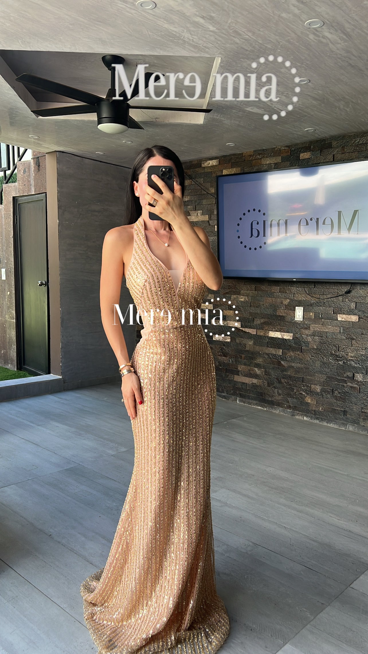 Vestido dorado lent halter