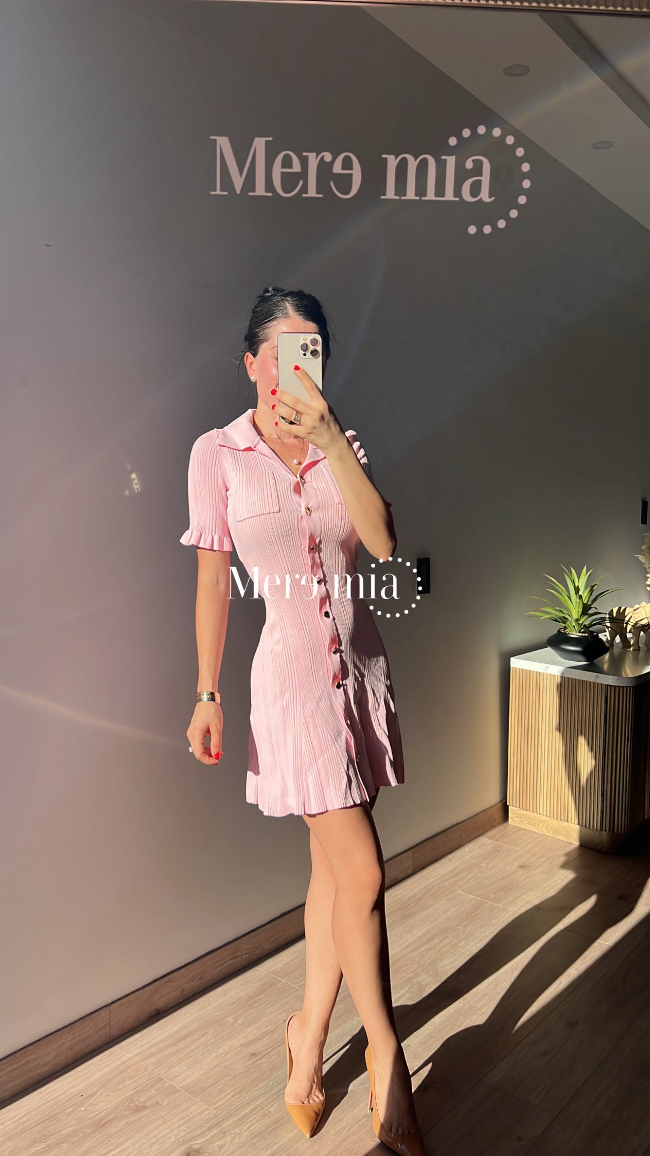 Vestido rosa rayado mc