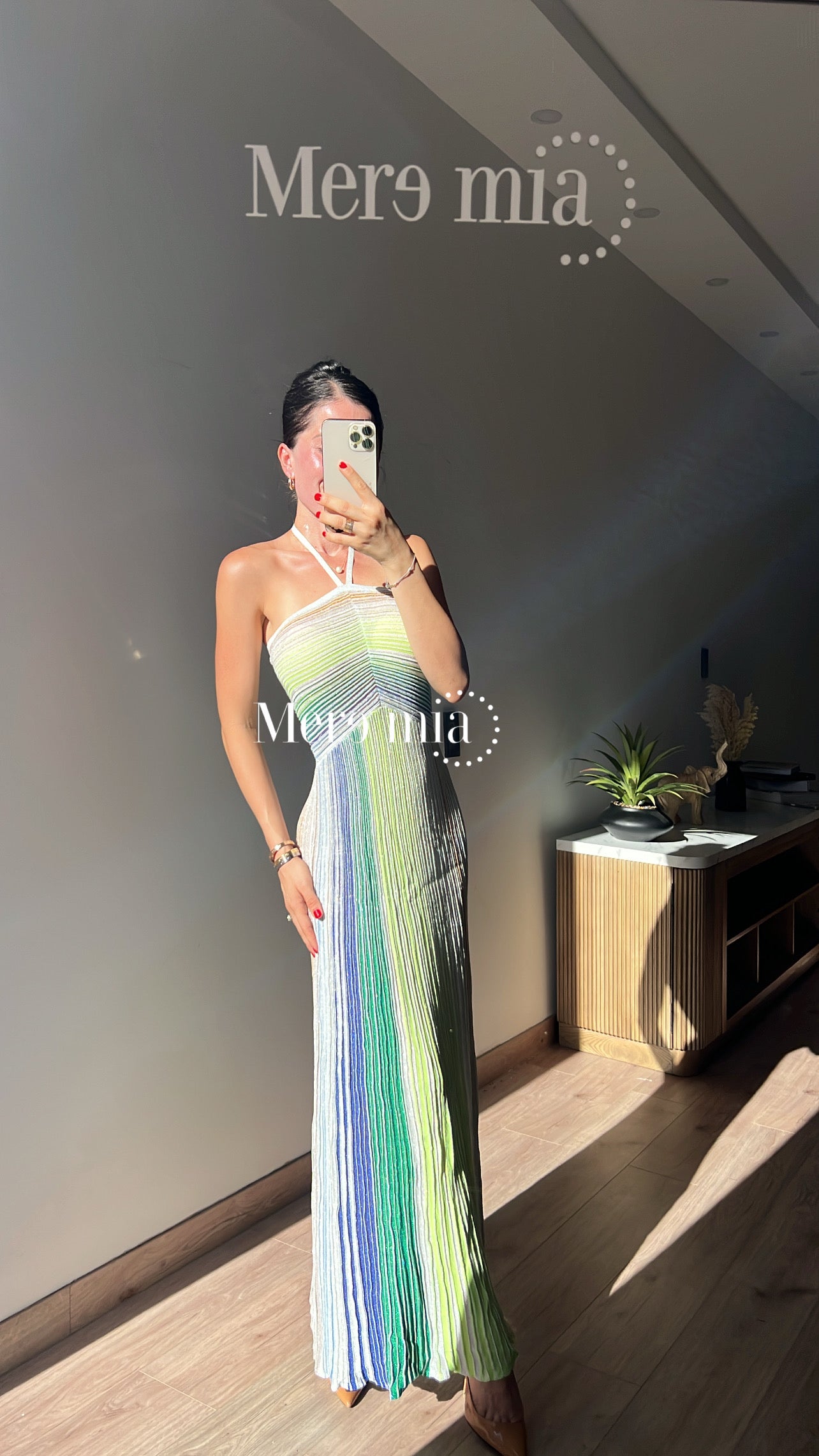 Vestido colores verde rayado