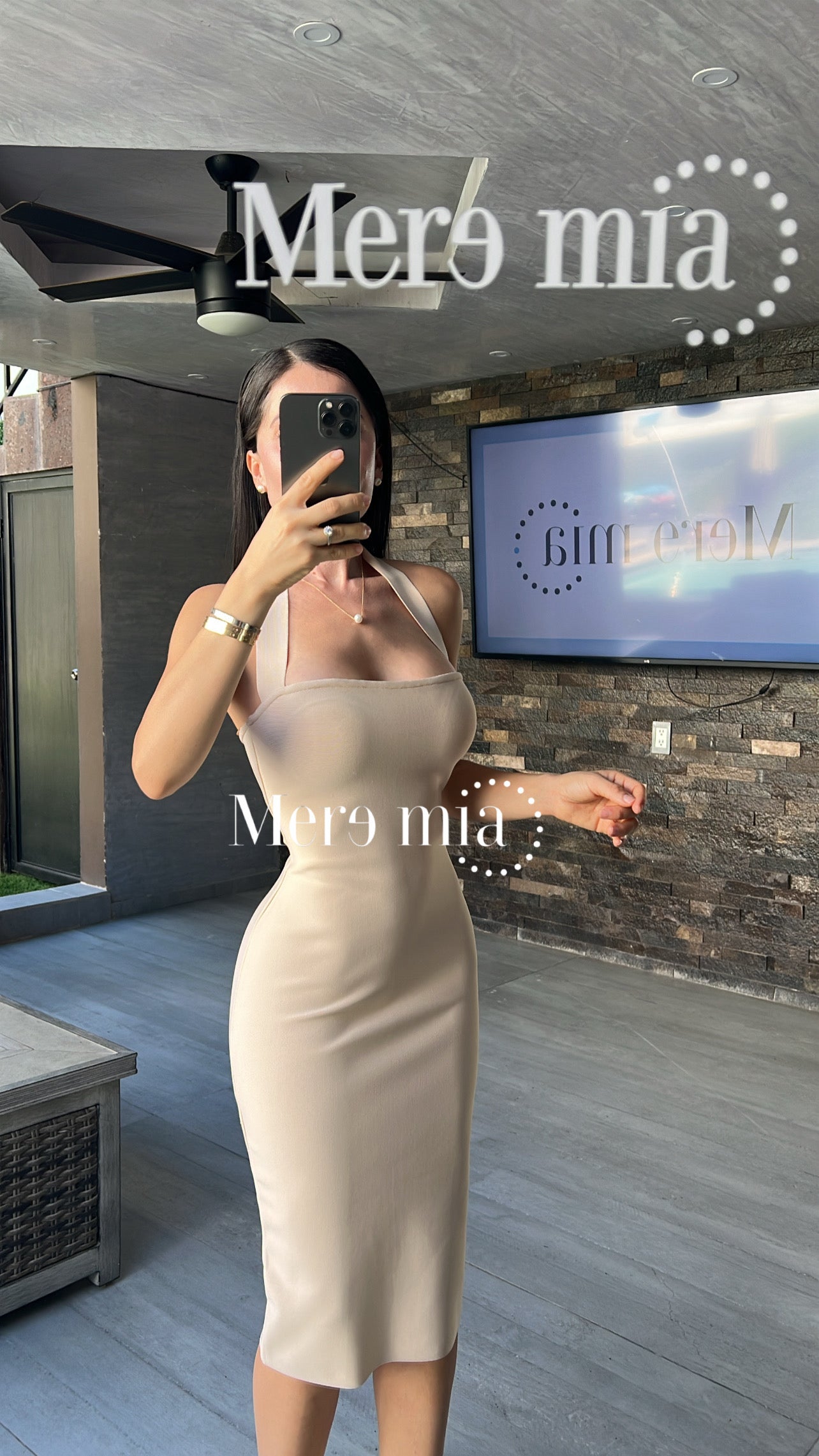 Vestido beige halter