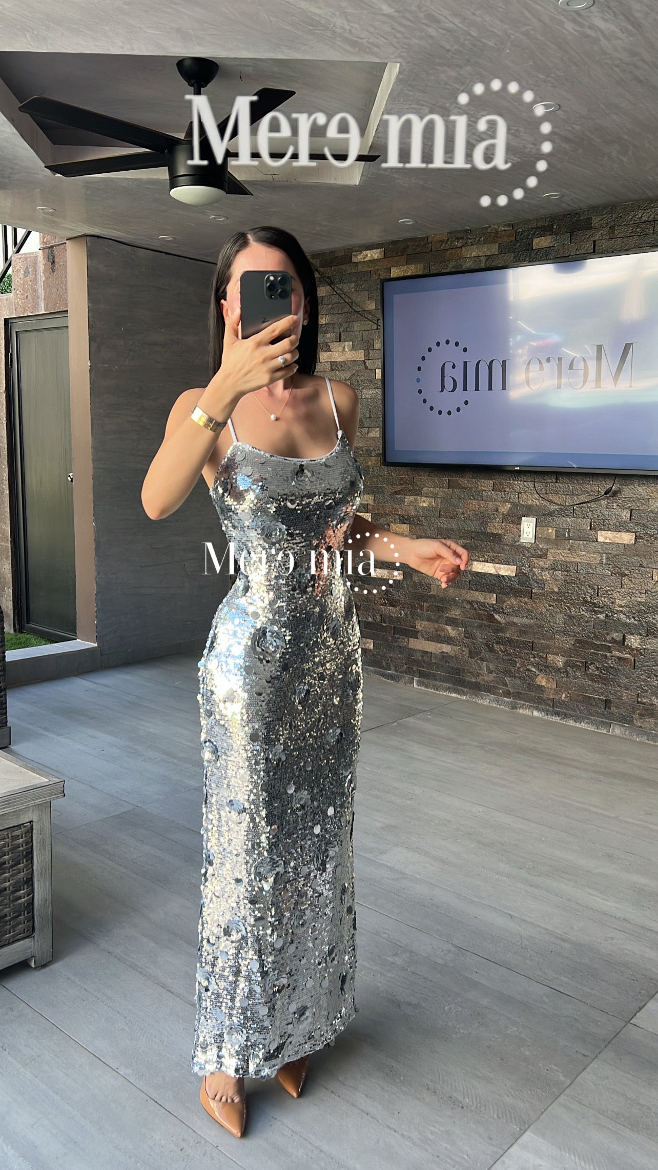 Vestido flores plata