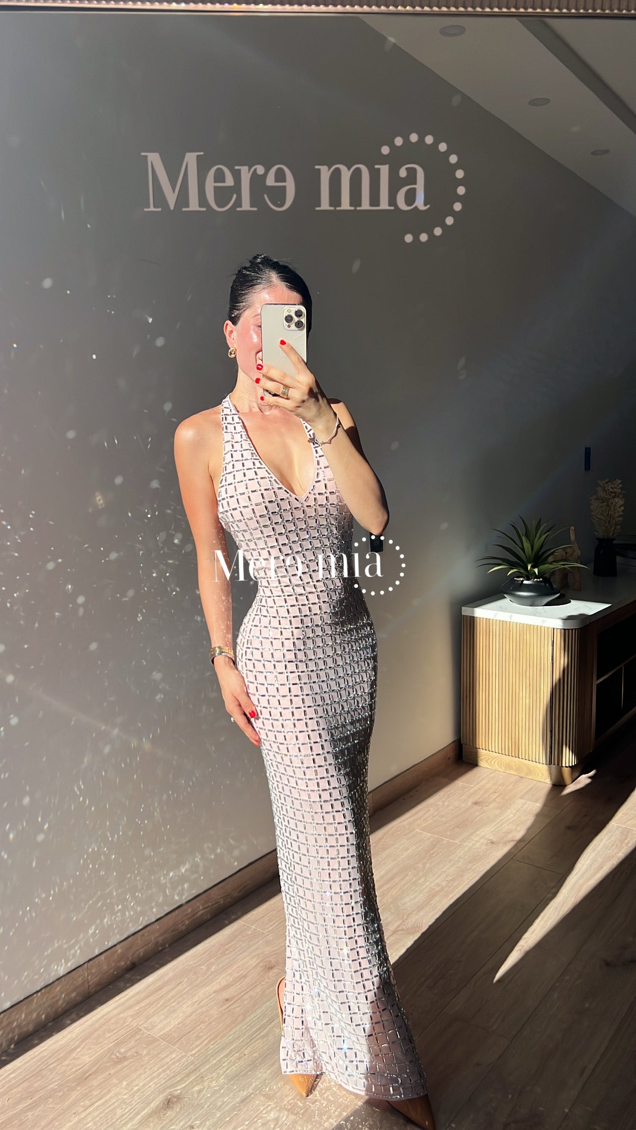 Vestido rosa halter cuad
