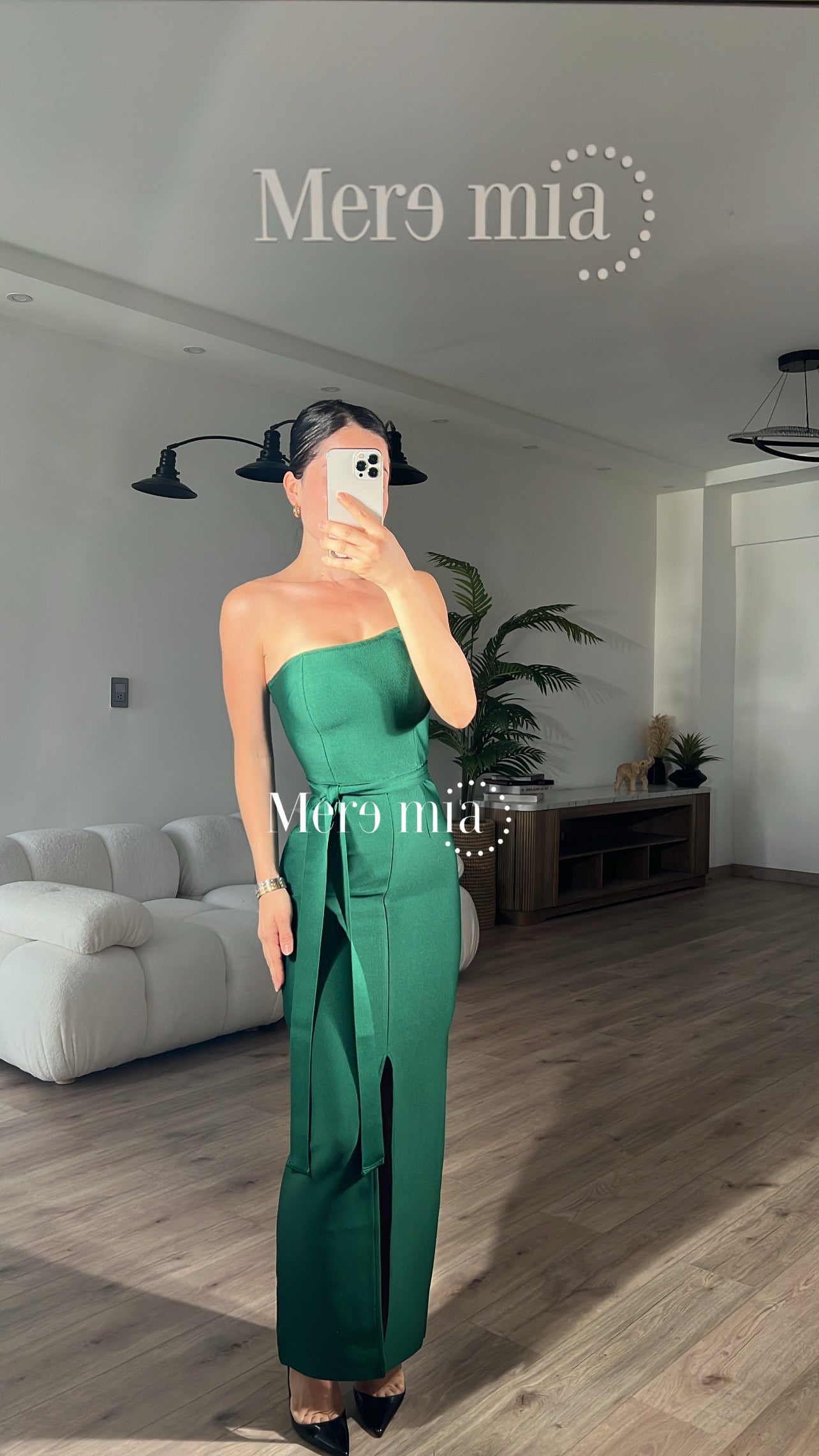 Vestido verde strapples