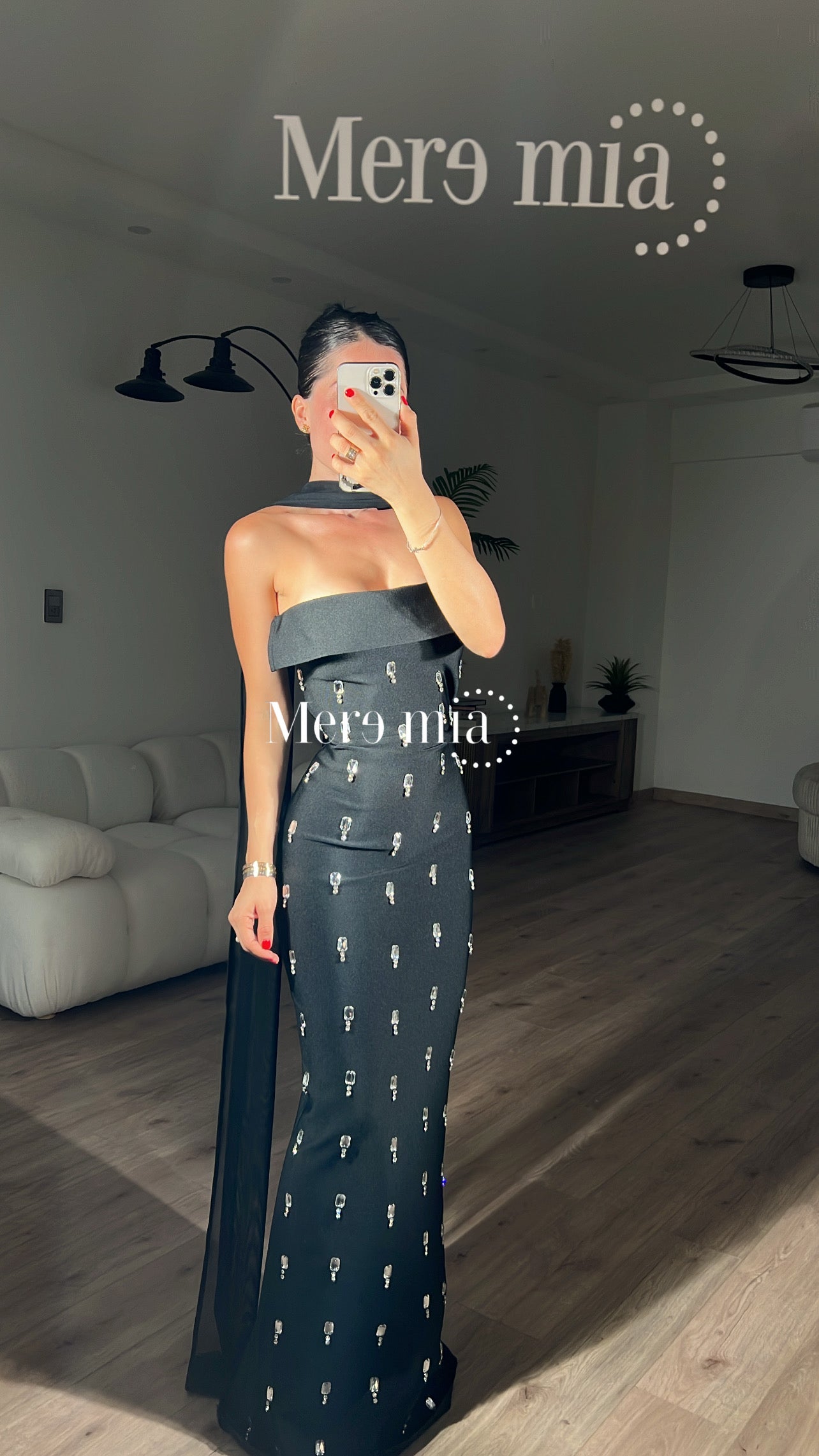 Vestido gotas plata malla