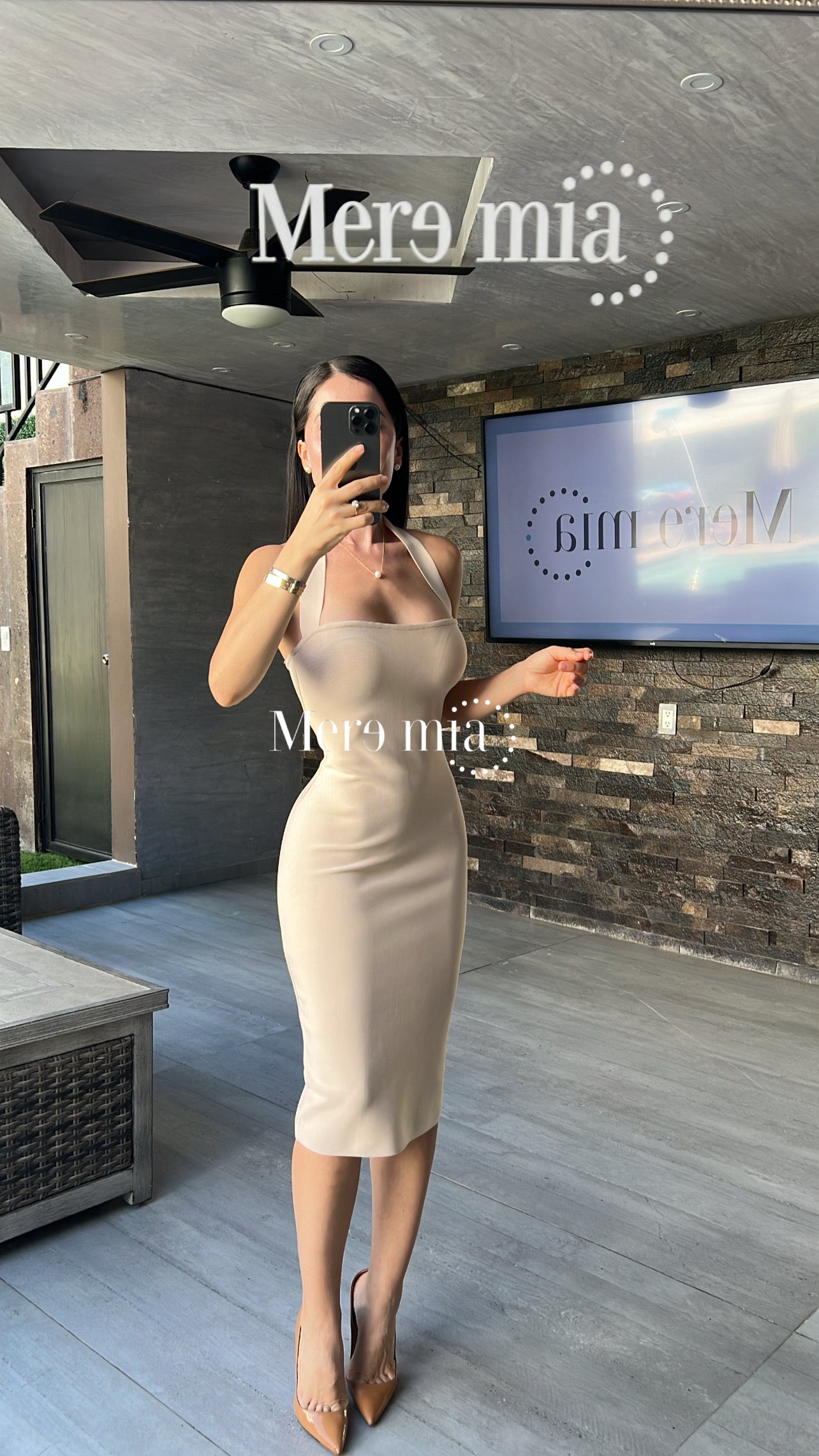 Vestido beige halter