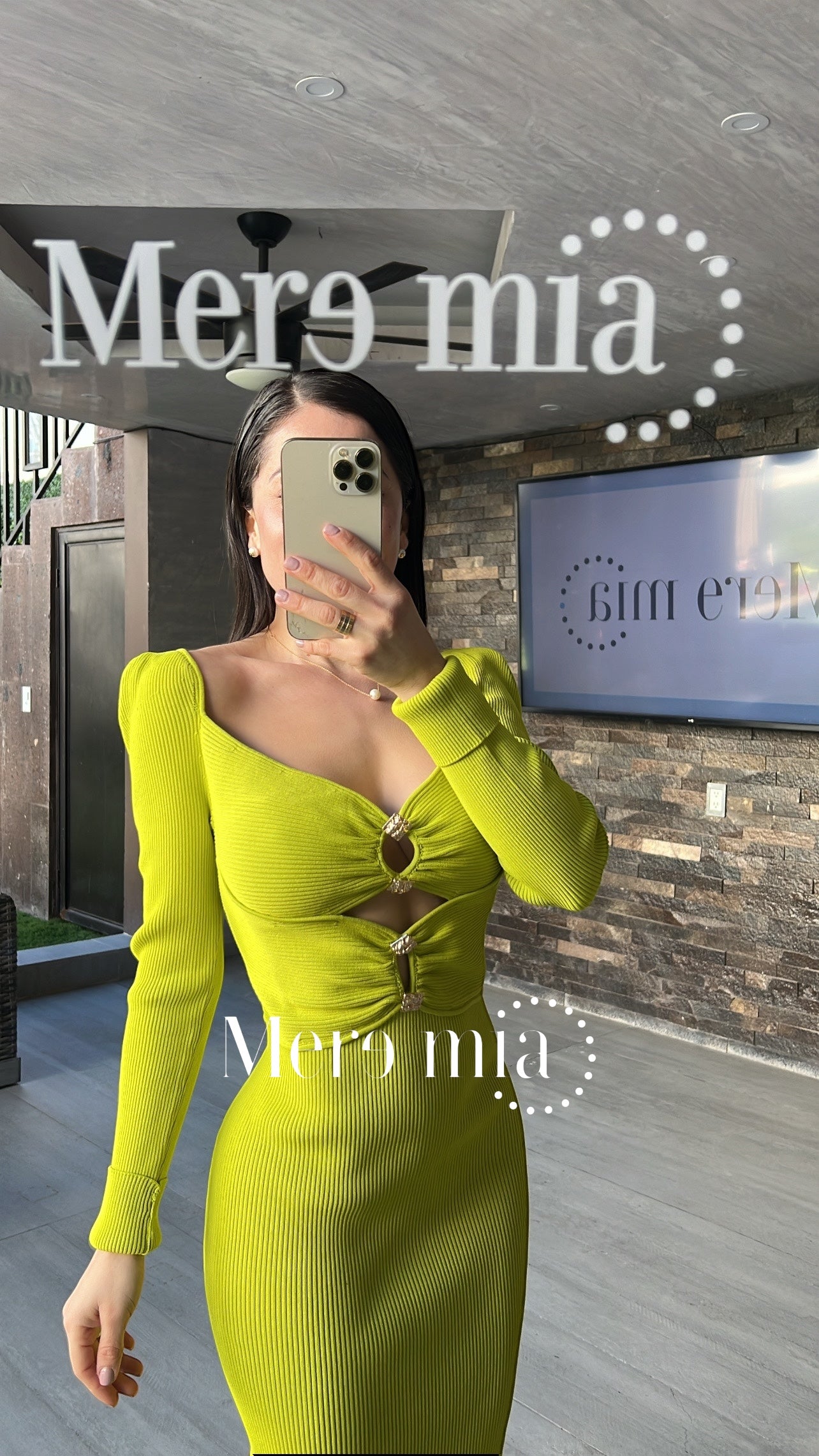 Vestido rayado verde lim