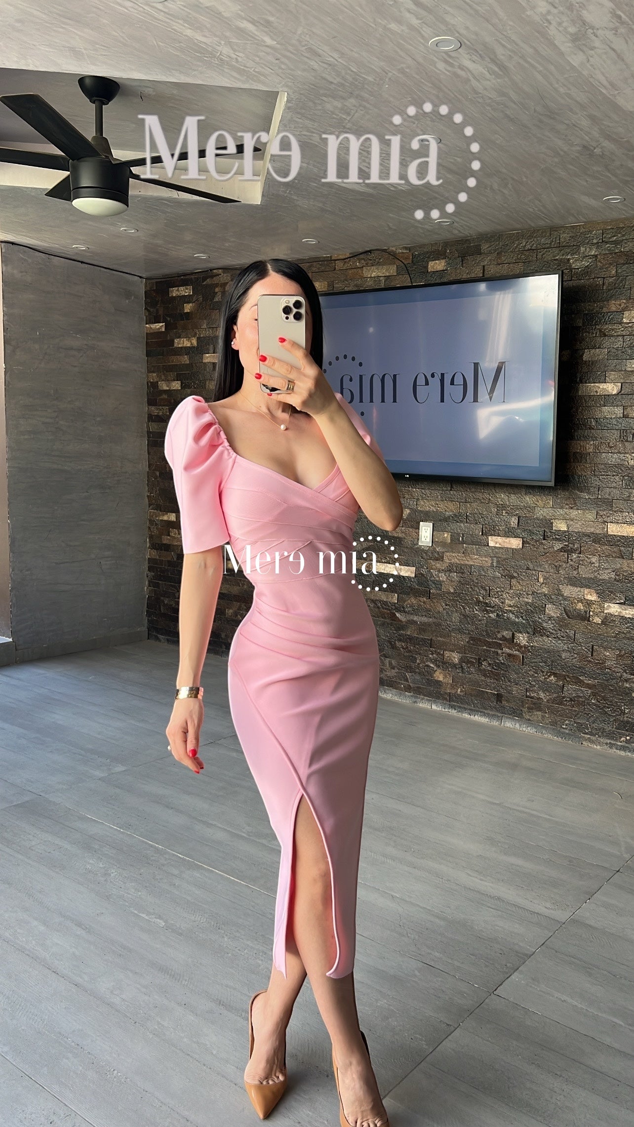 Vestido rosa cruzado mc