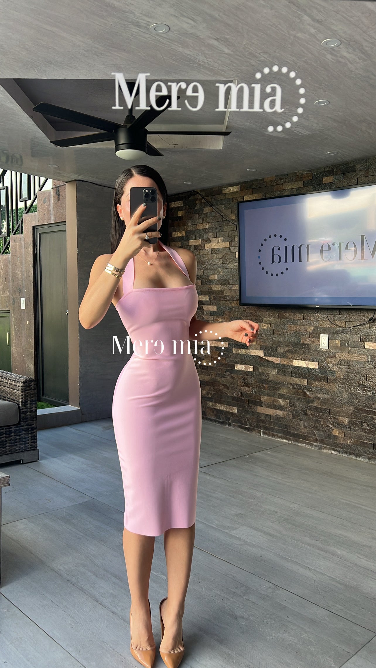 Vestido halter rosa
