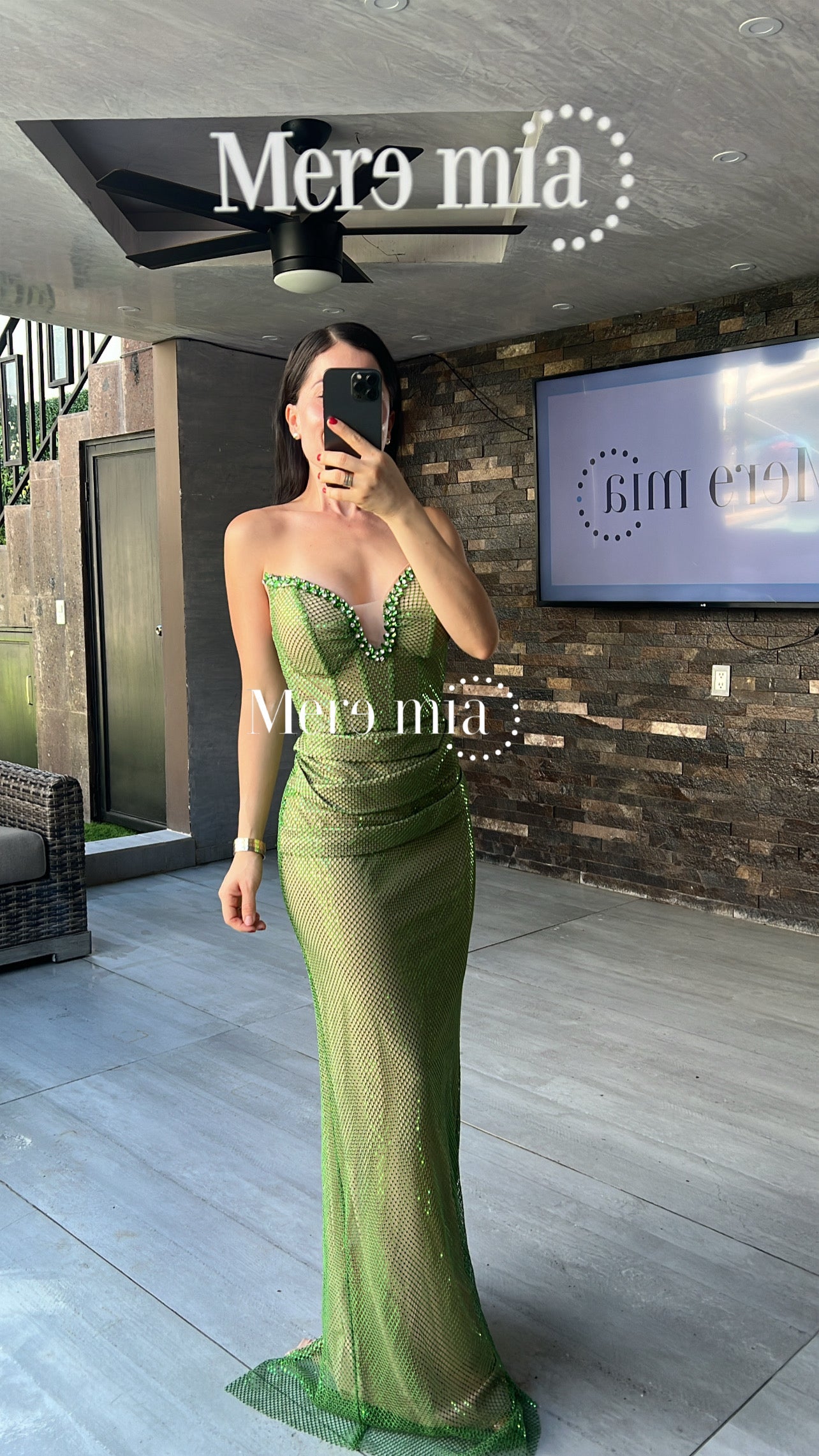 Vestido verde torn apl
