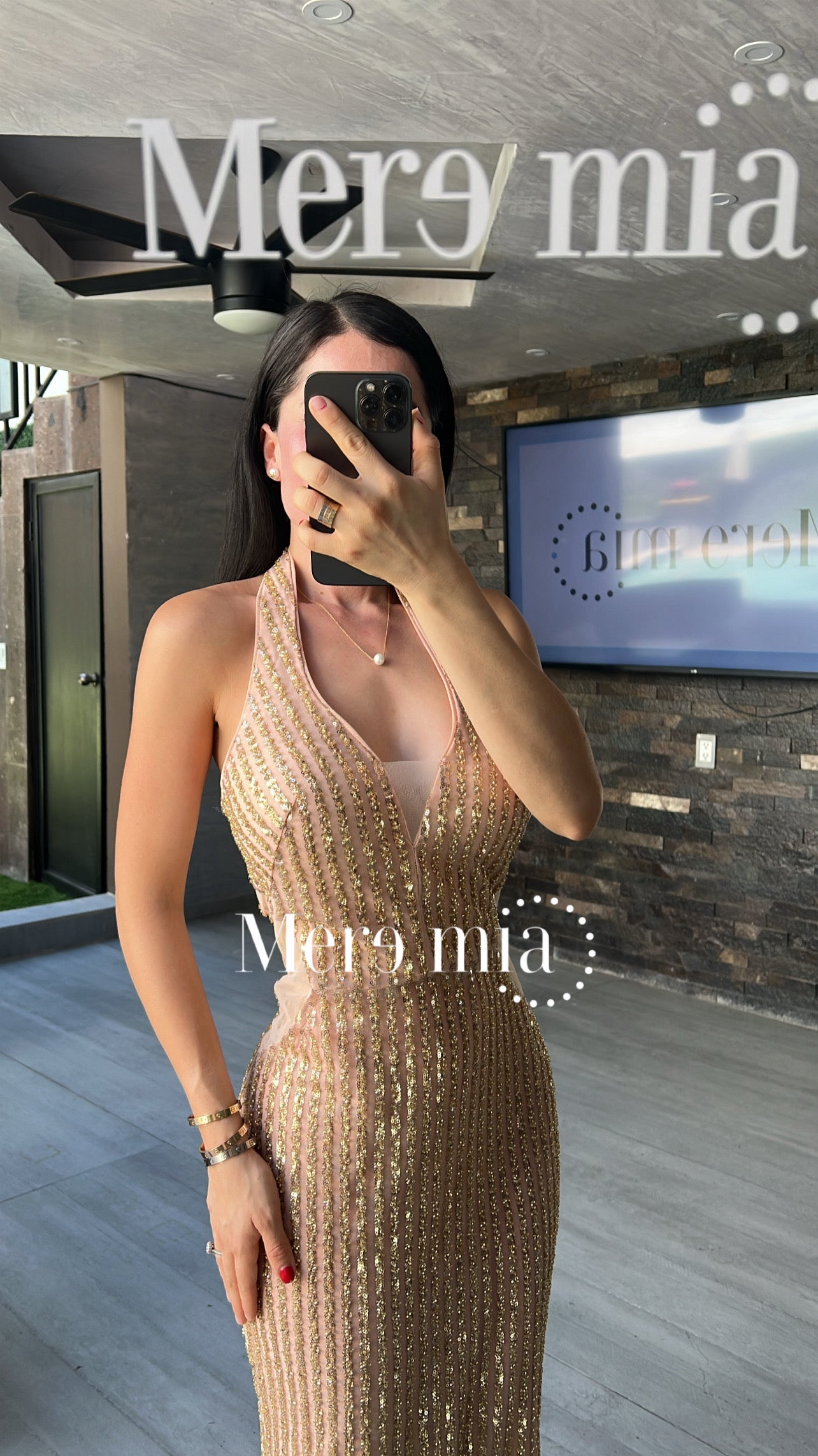 Vestido dorado lent halter
