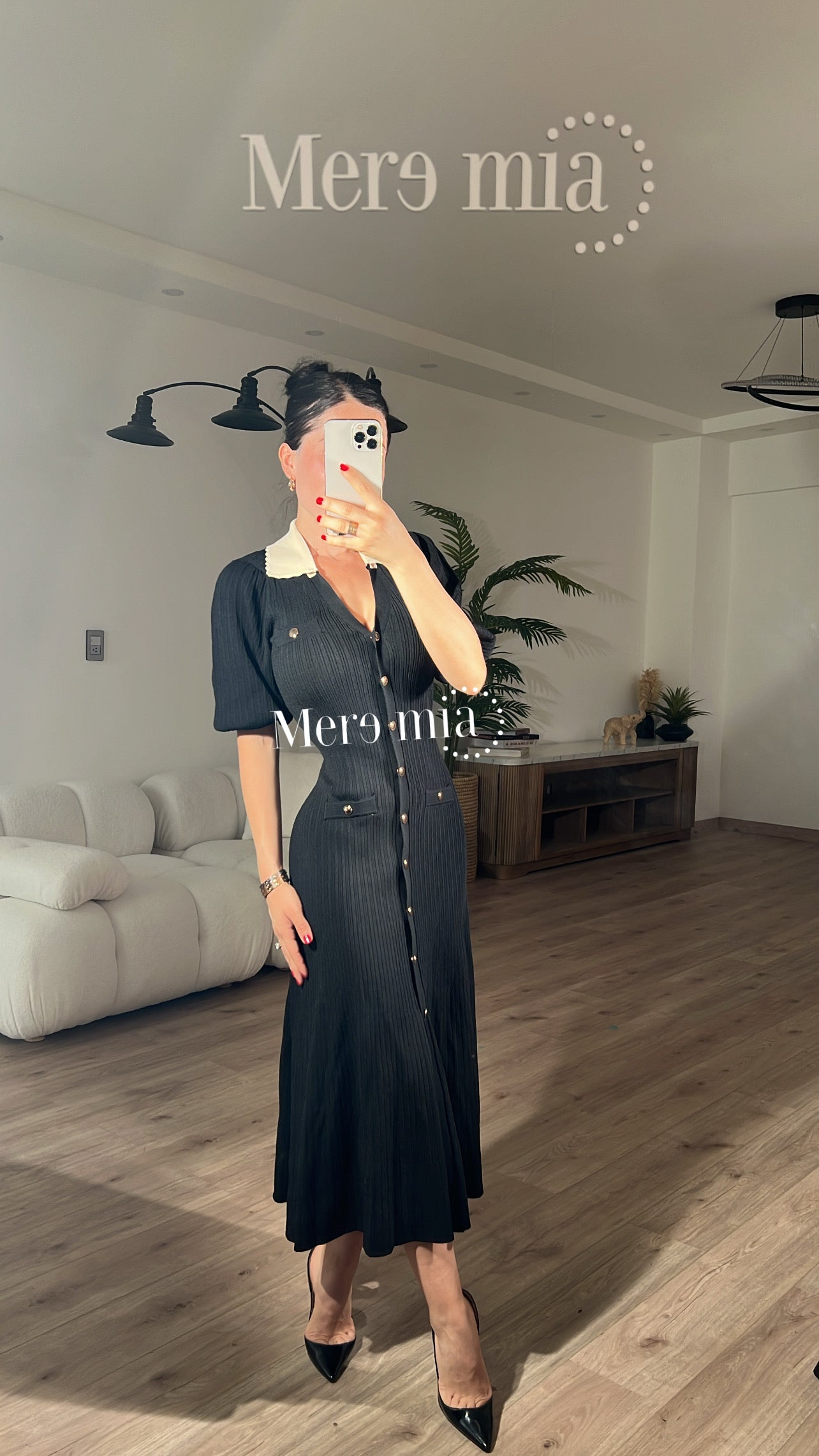 Vestido negro rayado mc