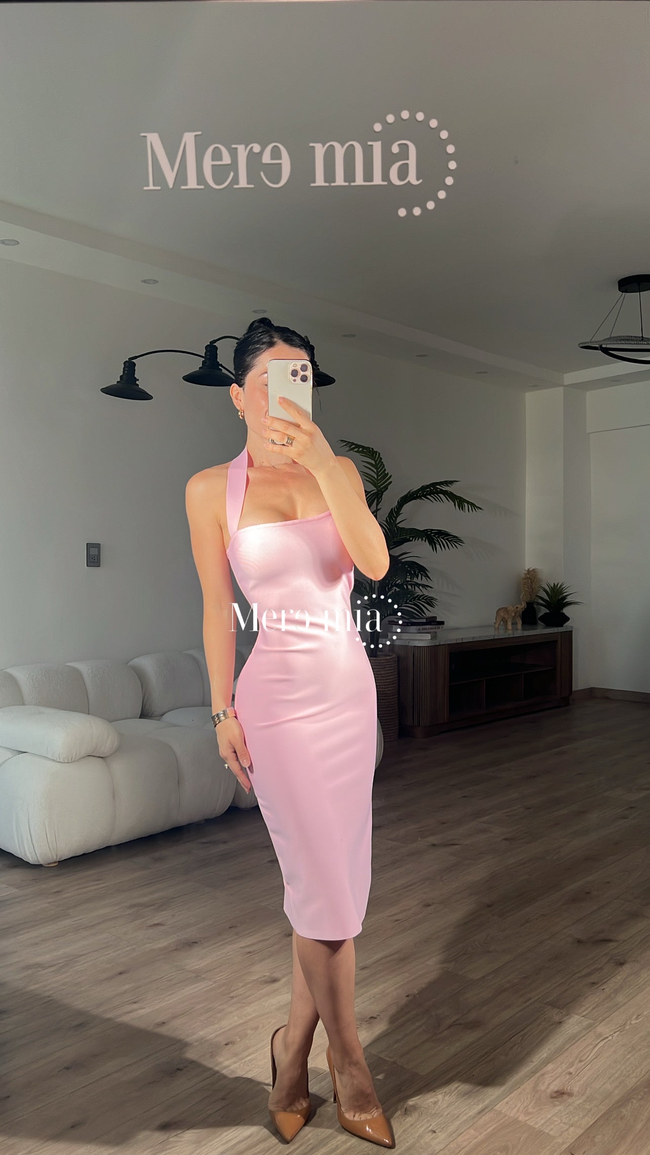 Vestido halter rosa