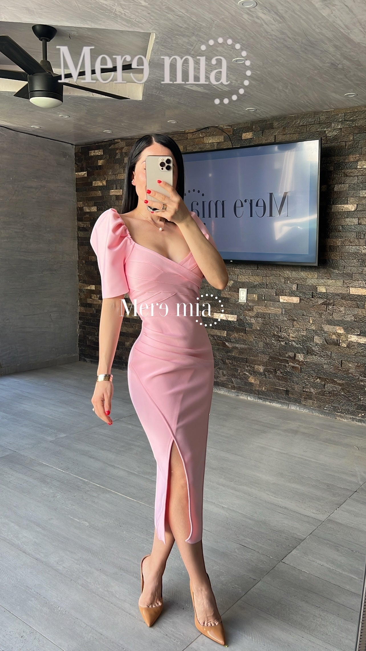 Vestido rosa cruzado mc