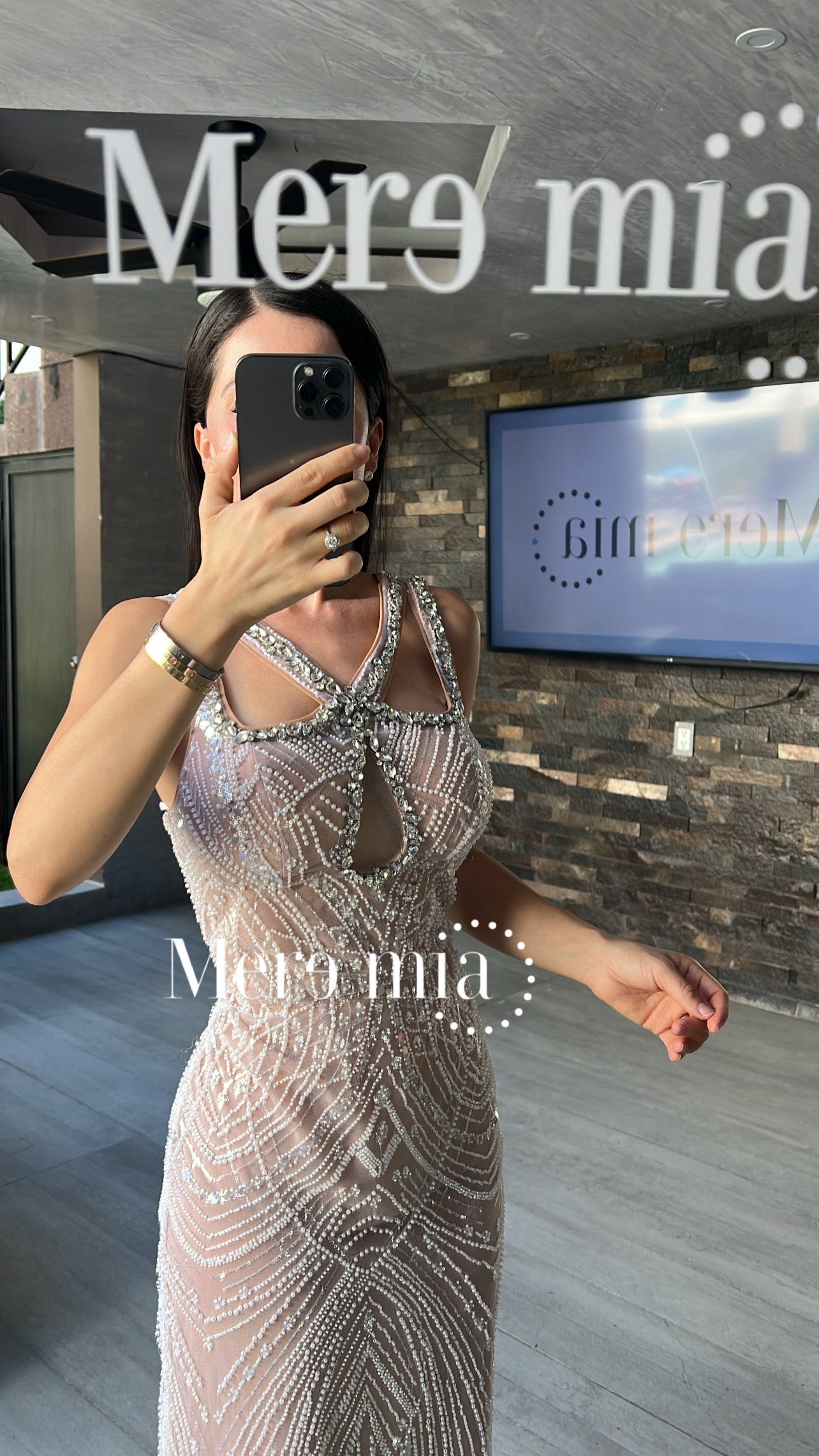 Vestido nude perlas apl V