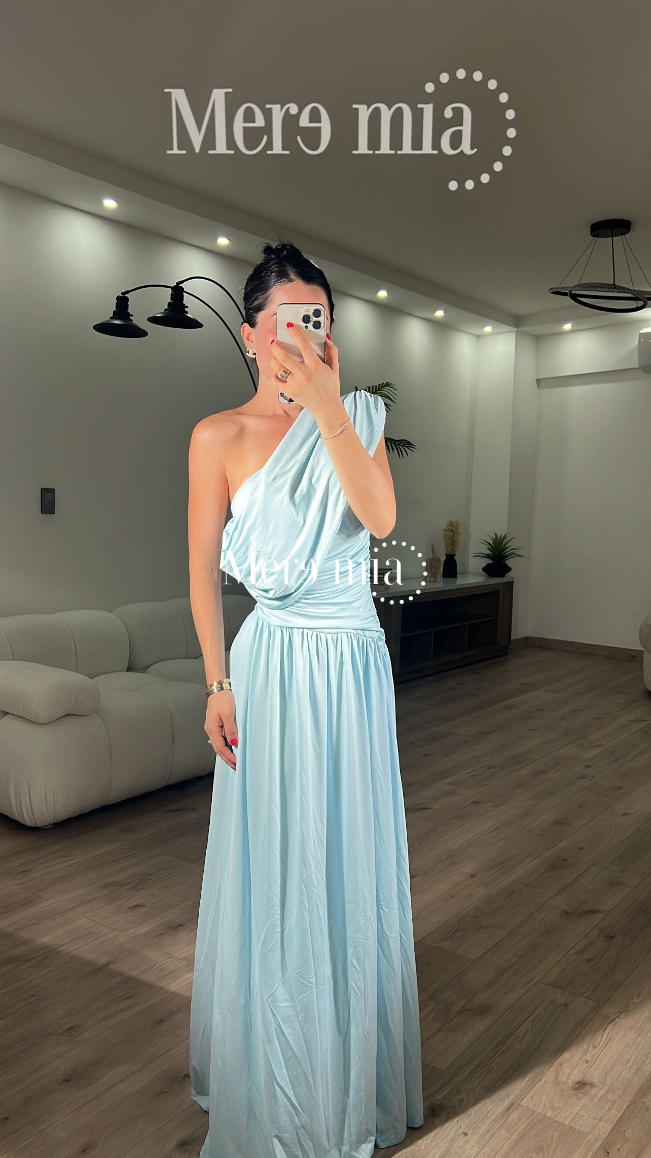 Vestido aqua plisado