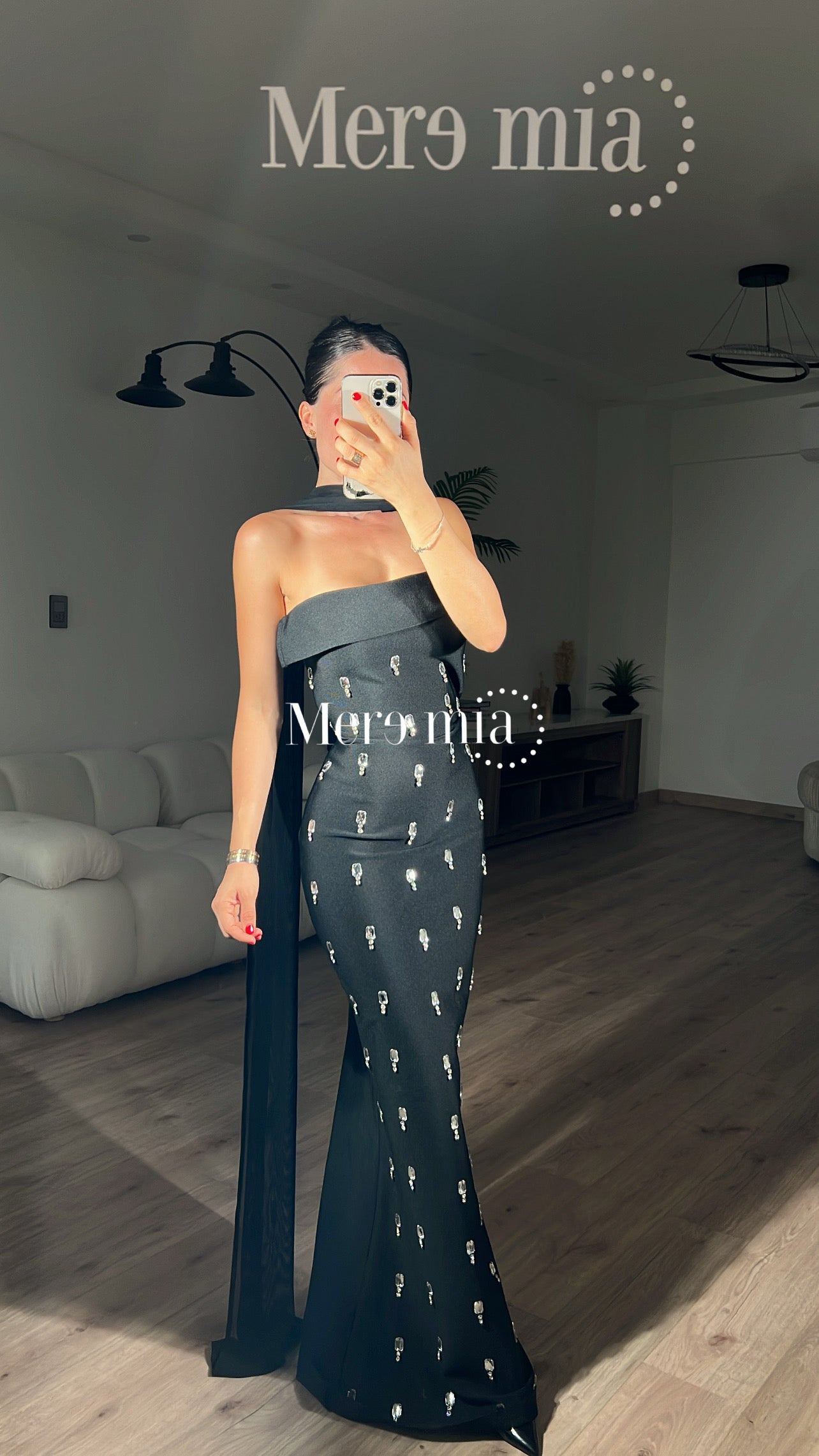 Vestido gotas plata malla