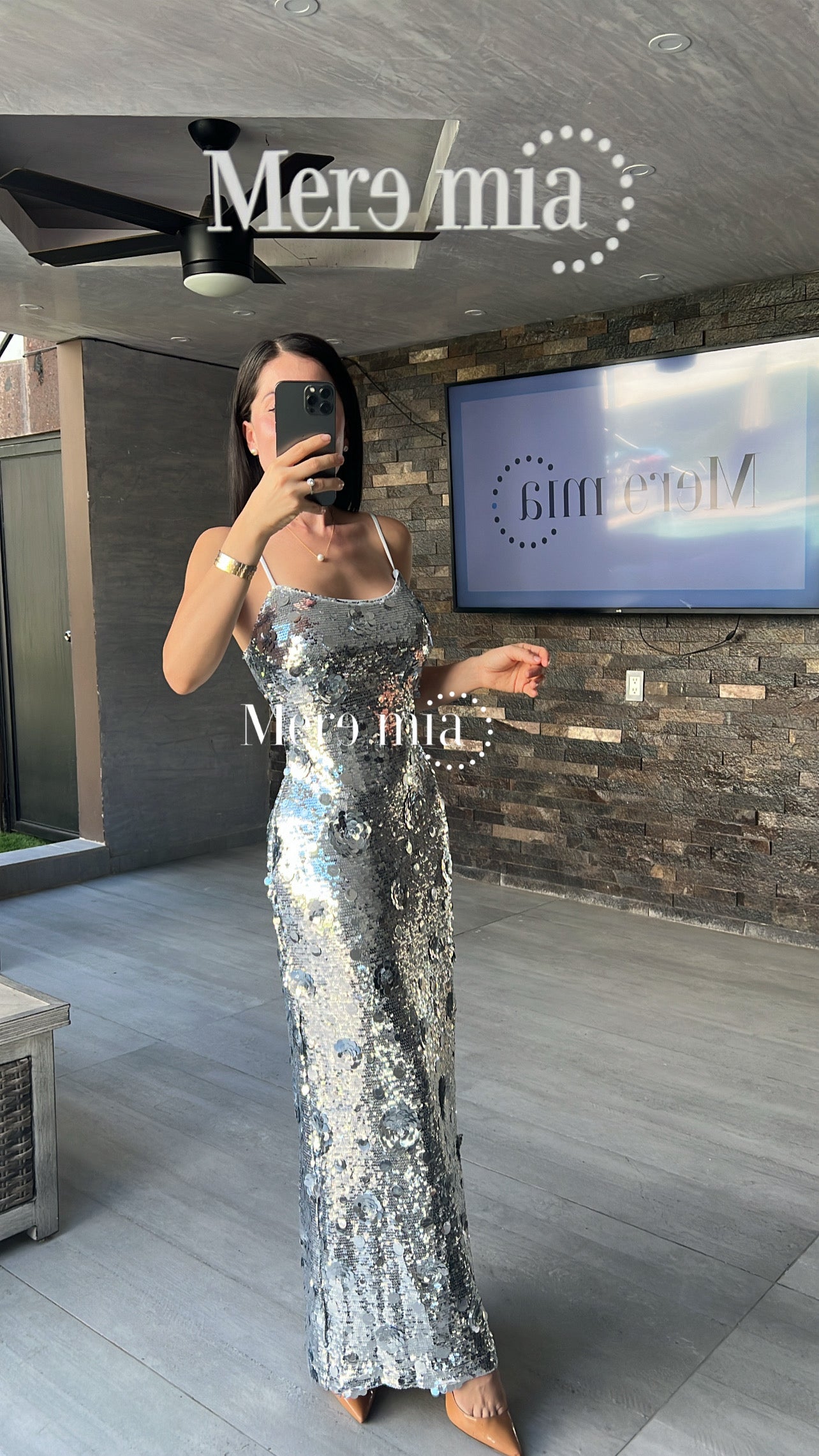 Vestido flores plata