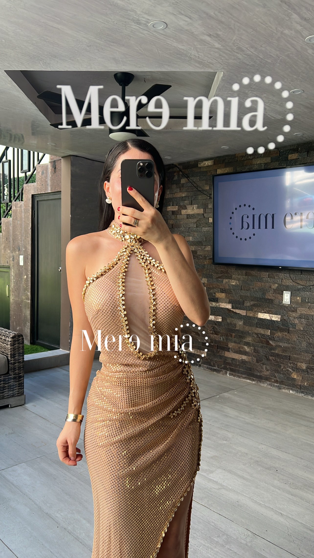 Vestido cobre torn cuello